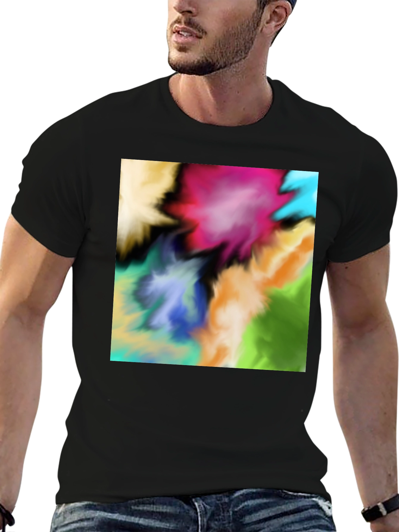 Vibrant Abstract Art Black T-Shirt