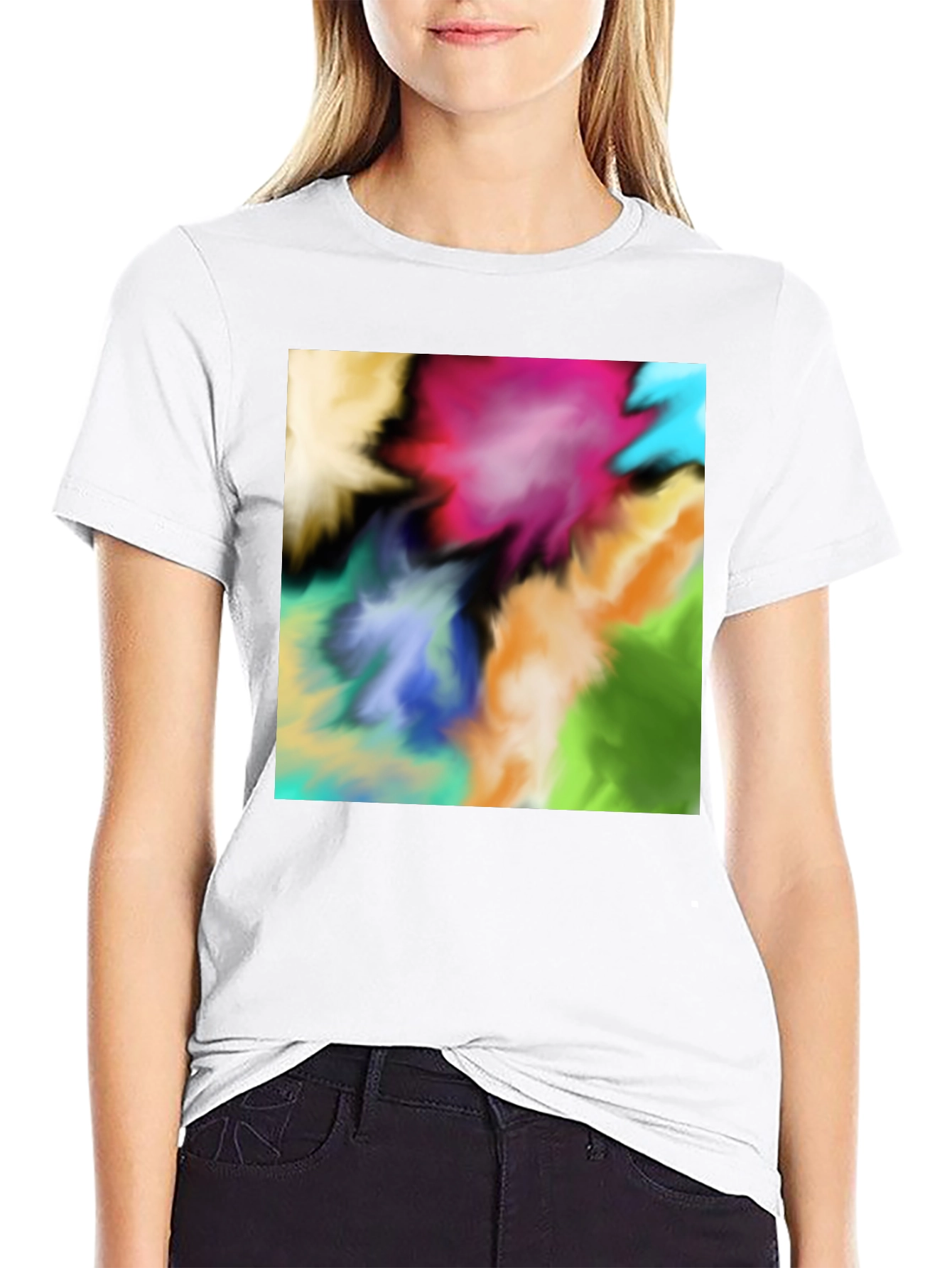 Vibrant Abstract Art Black T-Shirt