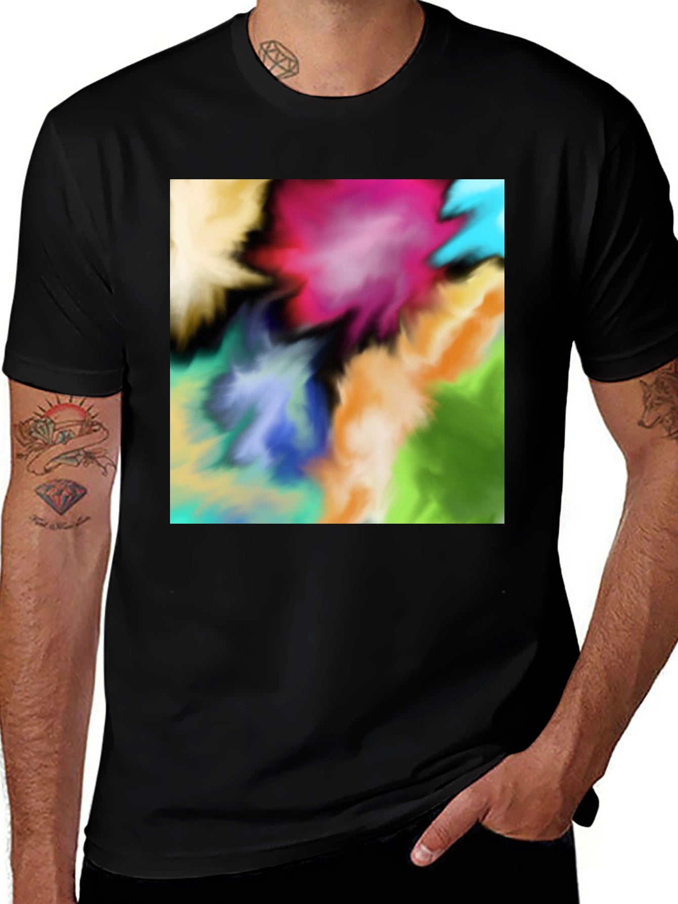 Vibrant Abstract Art Black T-Shirt