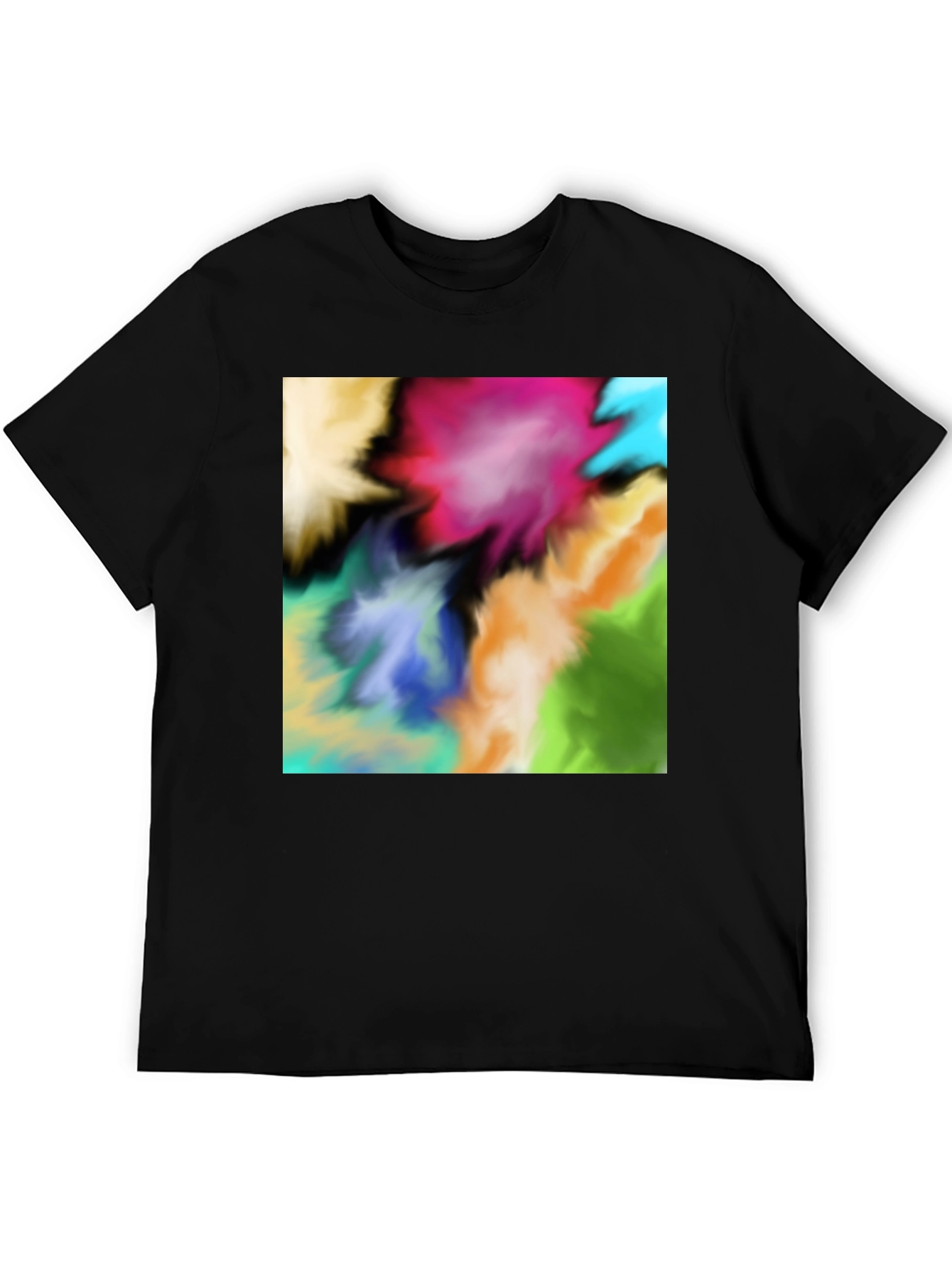 Vibrant Abstract Art Black T-Shirt