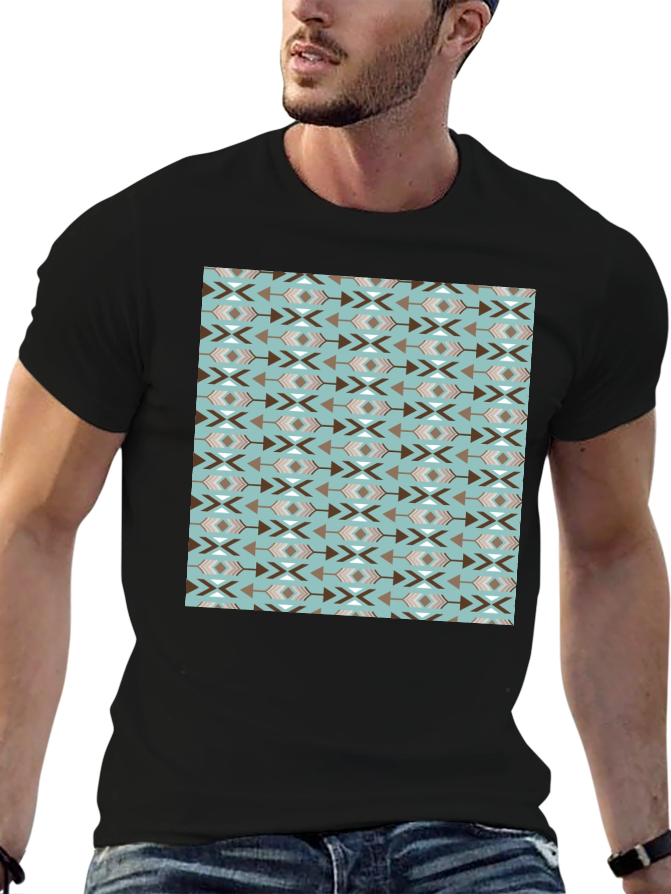 Aztec Pattern Black Tee