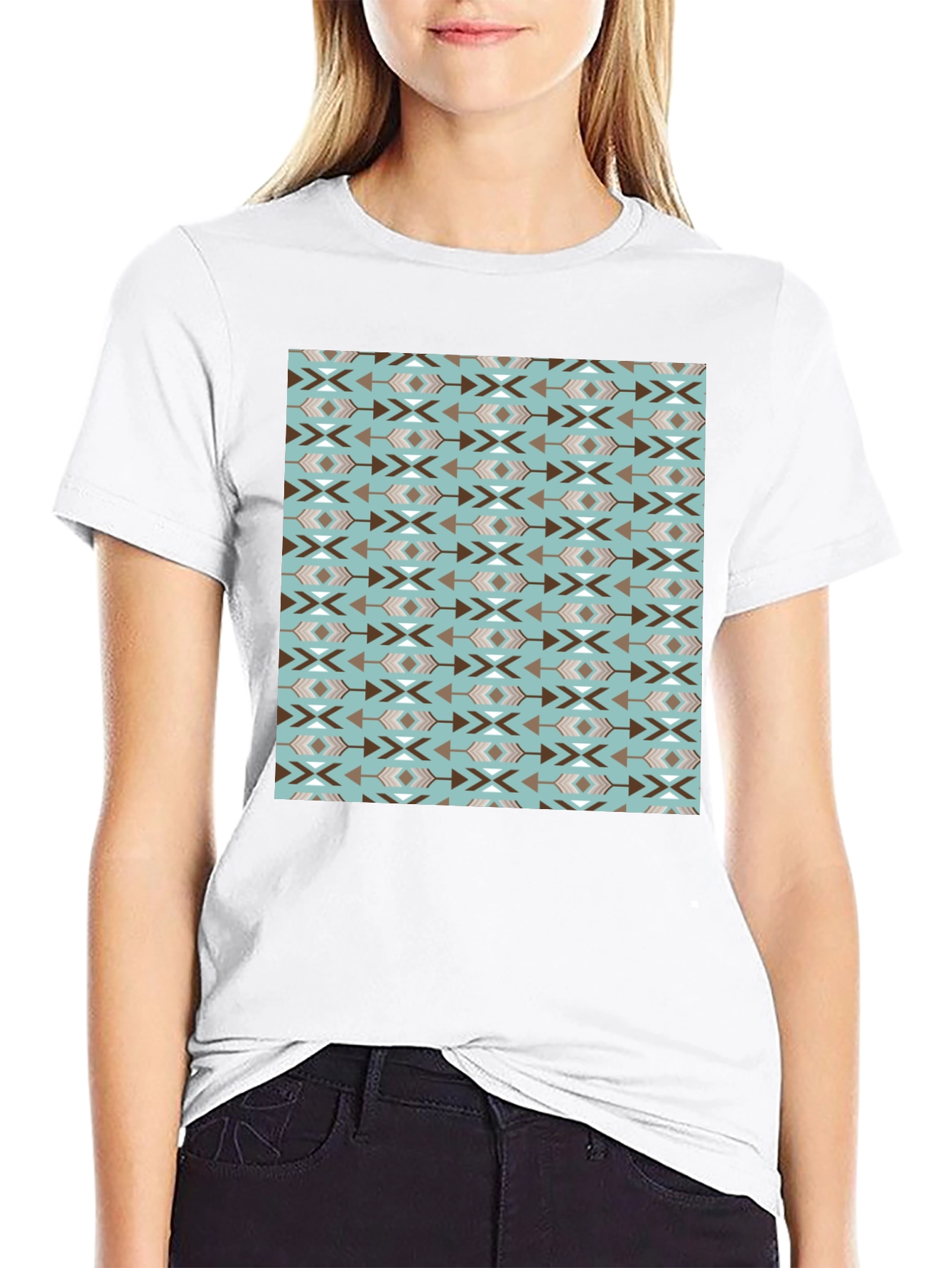 Aztec Pattern Black Tee