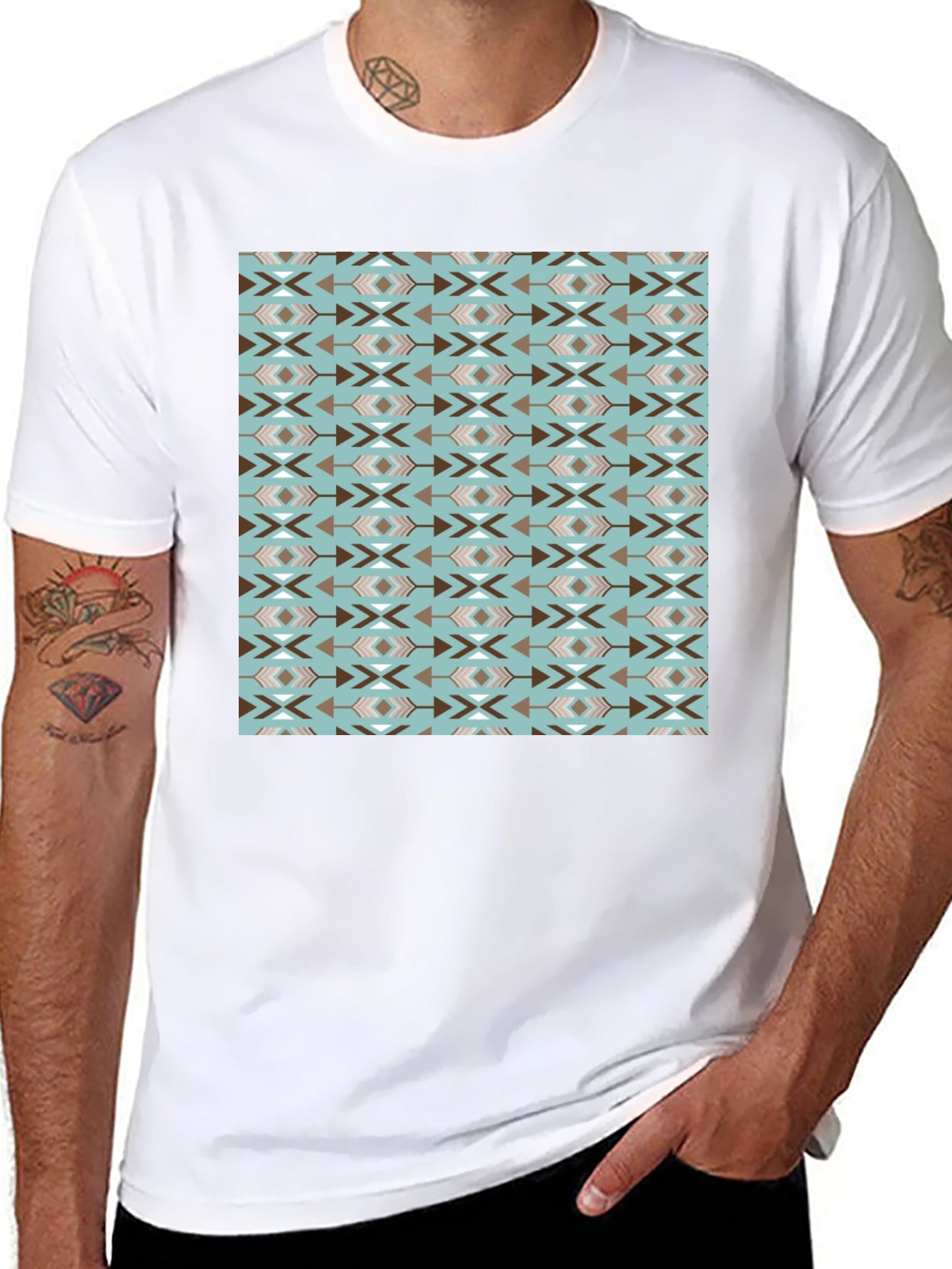 Aztec Pattern Black Tee