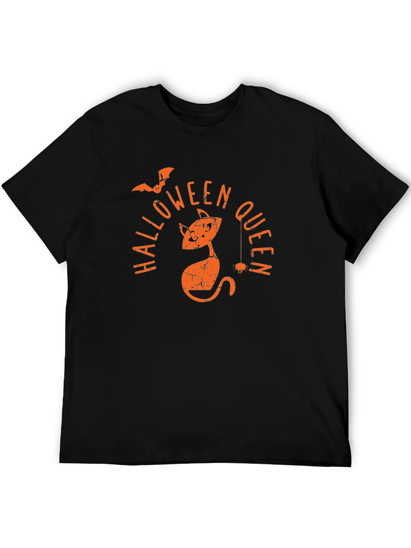 Halloween Queen T-Shirt - Black Cat & Bat Design