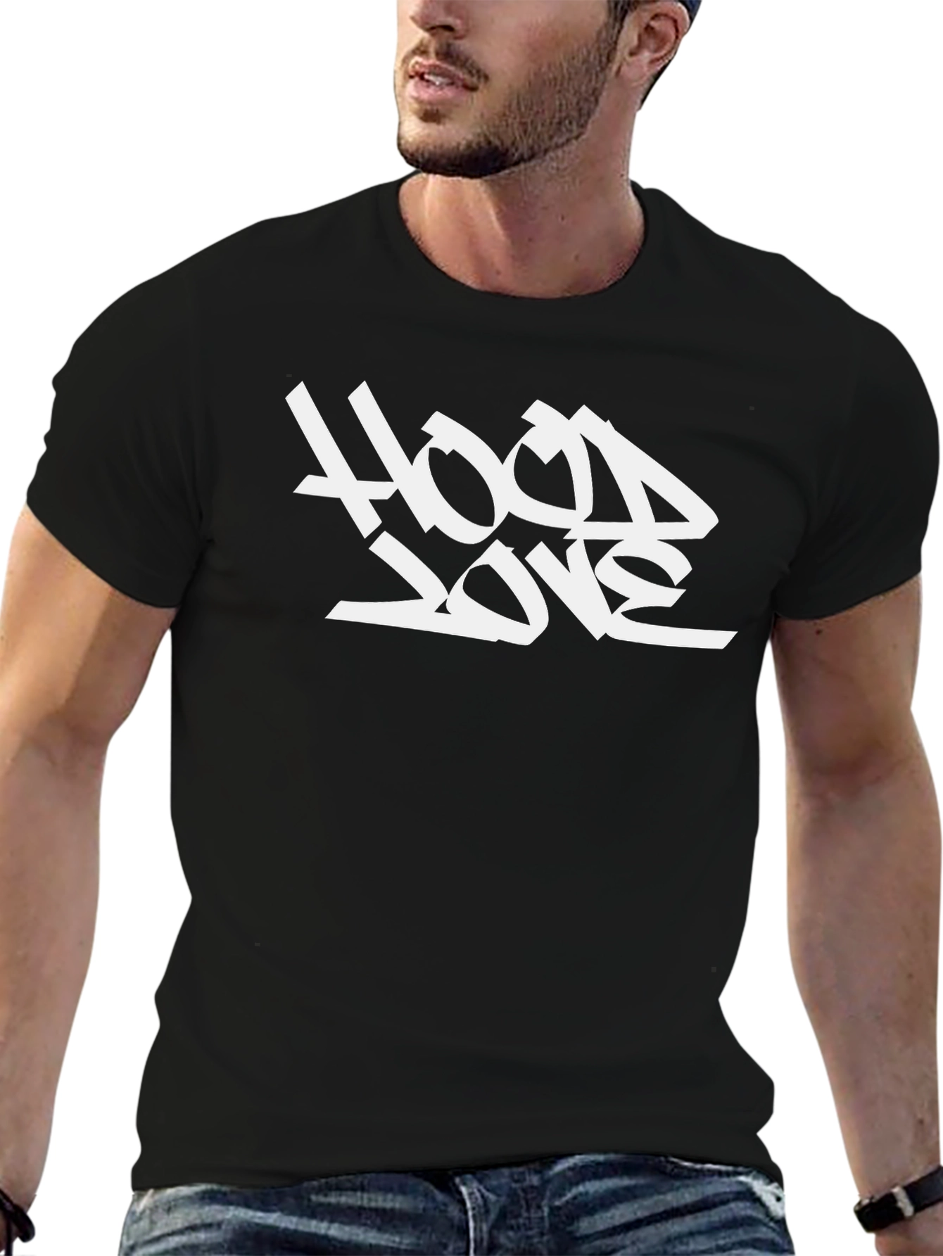 Hood Love Graphic T-Shirt - Black