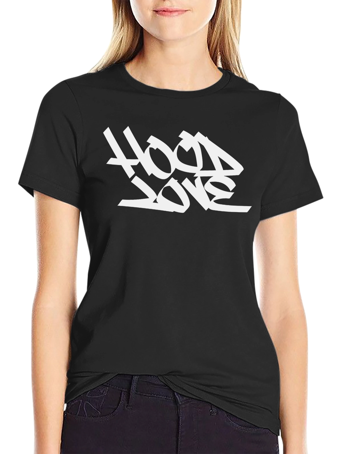 Hood Love Graphic T-Shirt - Black