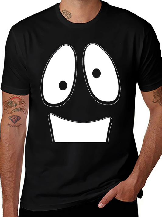 Funny Cartoon Face Black T-Shirt