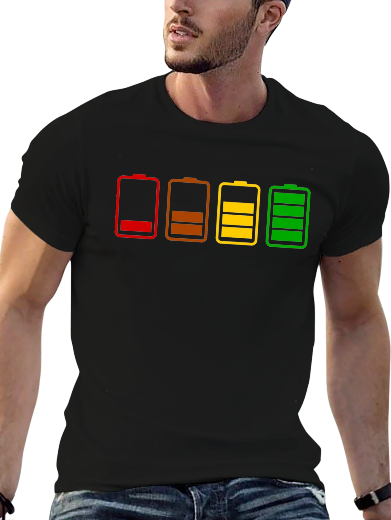 Battery Life T-Shirt - Black Cotton Graphic Tee