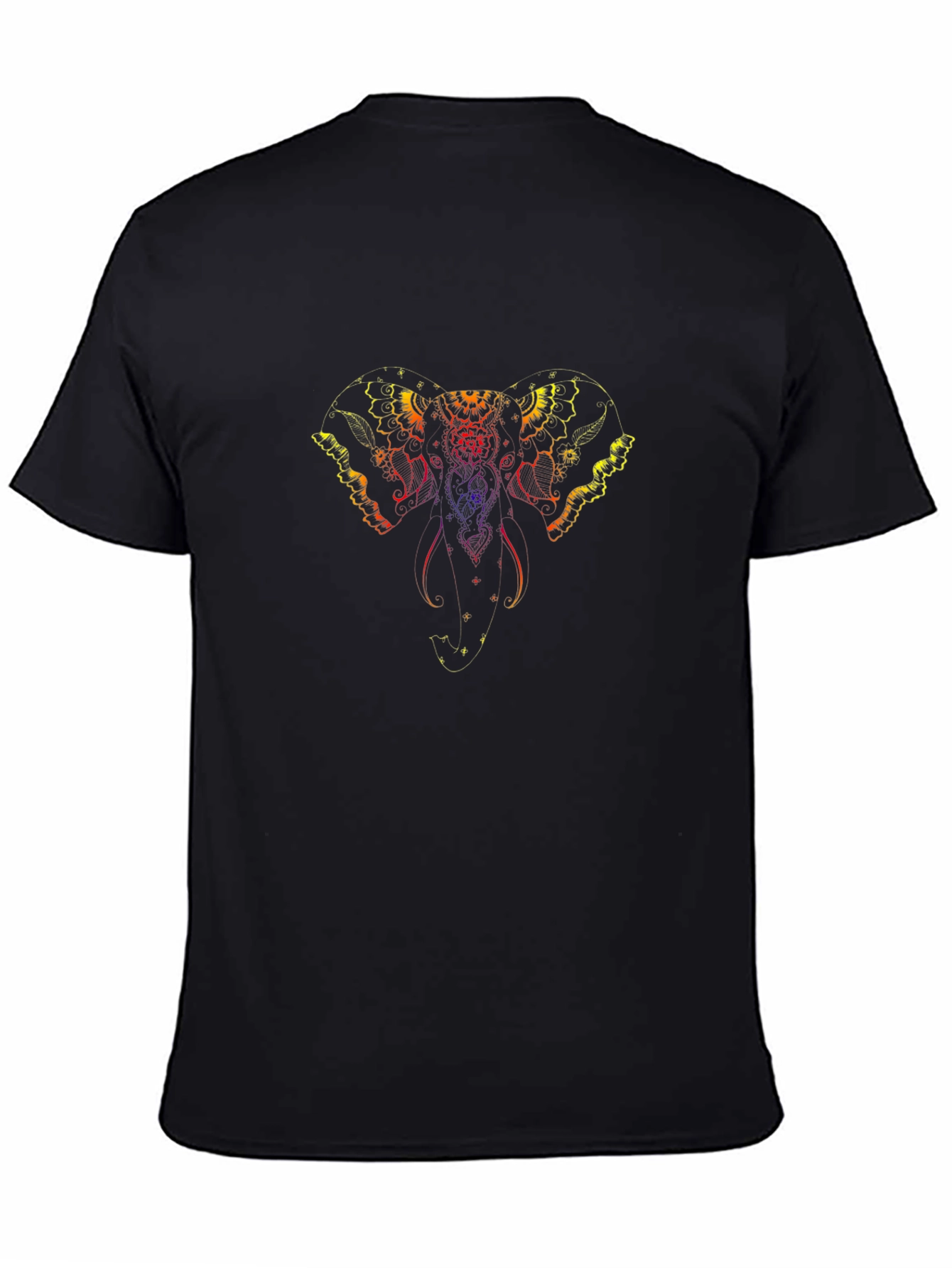 Elephant Mandala Graphic T-Shirt - Stylish Mens Black Tee