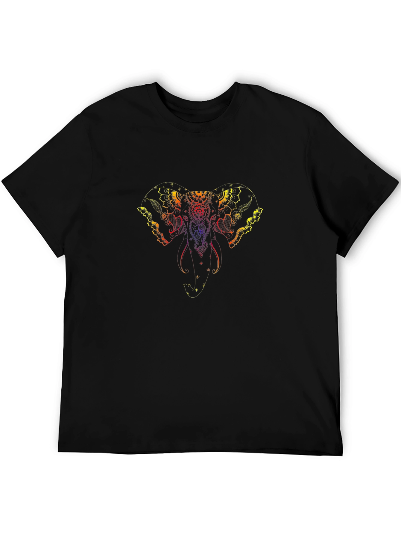 Elephant Mandala Graphic T-Shirt - Stylish Mens Black Tee