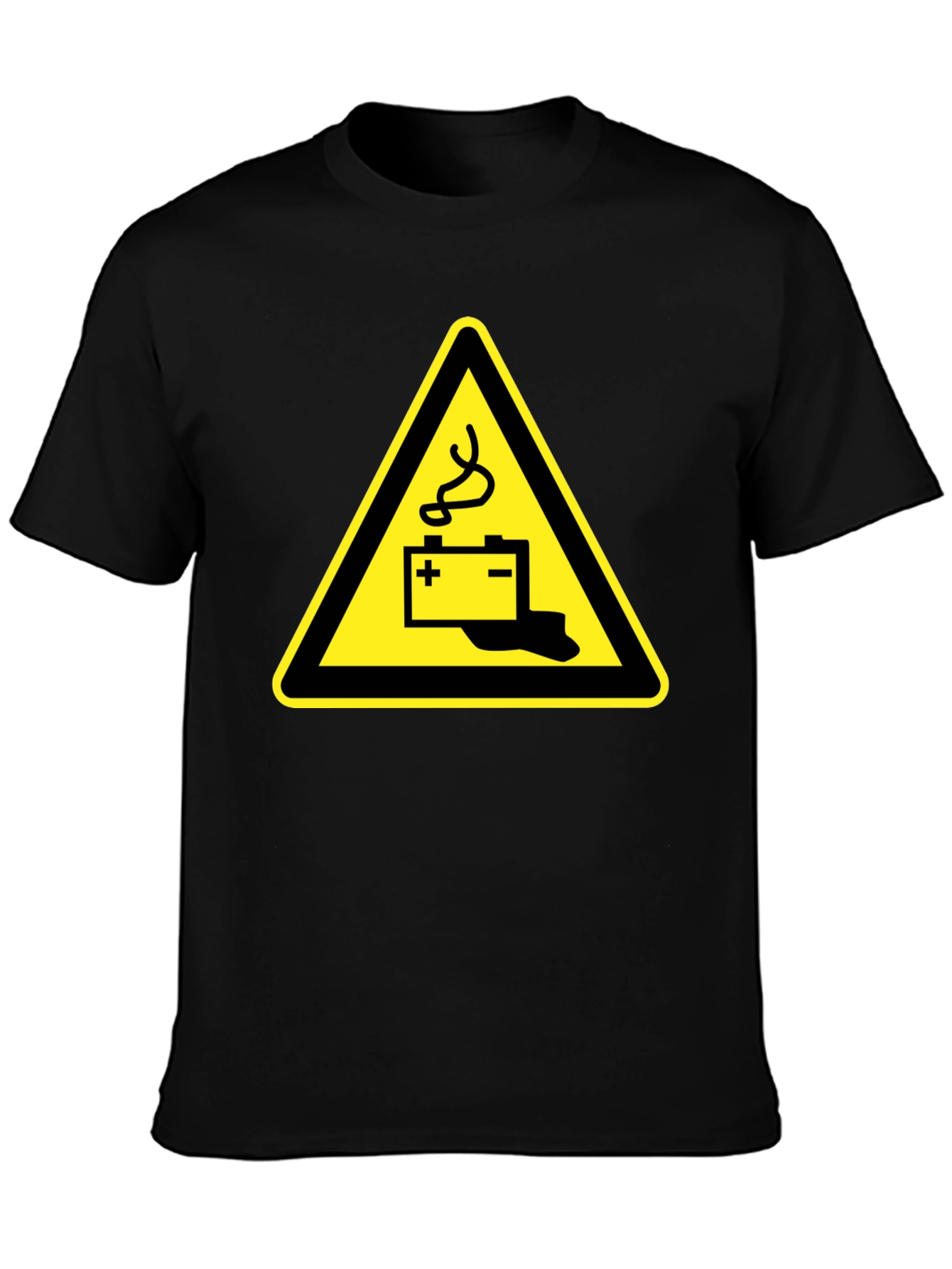 Battery Hazard Warning Mens T-Shirt