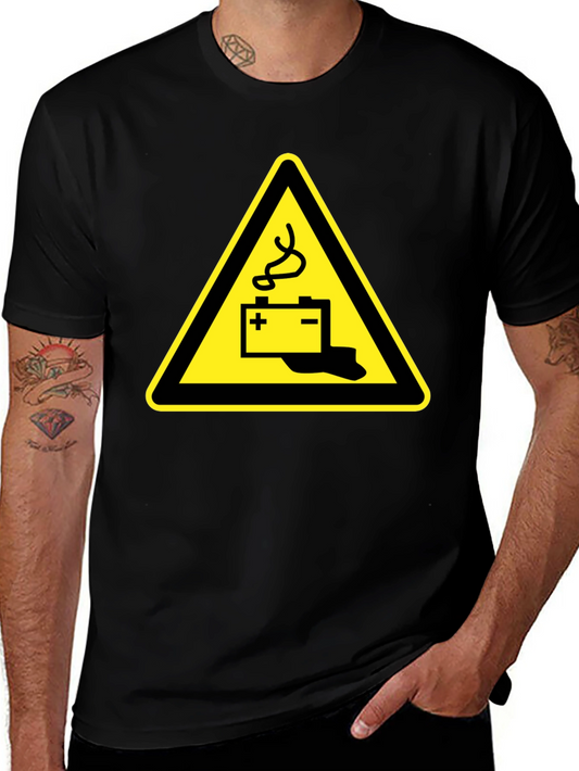Battery Hazard Warning Mens T-Shirt