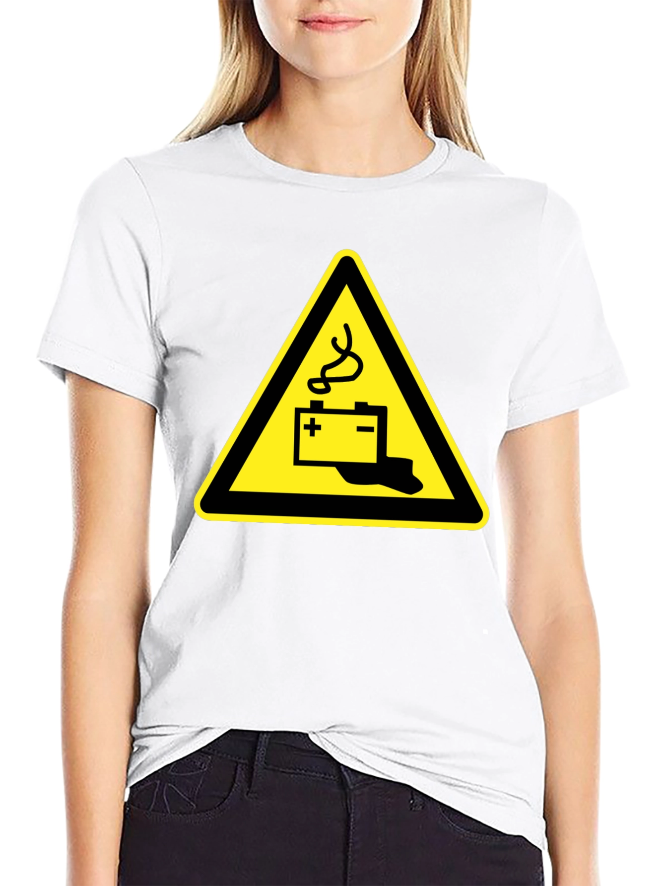 Battery Hazard Warning Mens T-Shirt