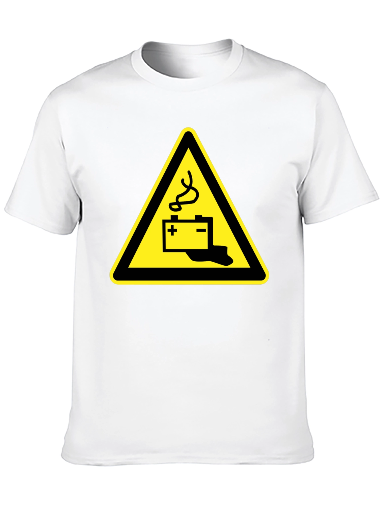 Battery Hazard Warning Mens T-Shirt