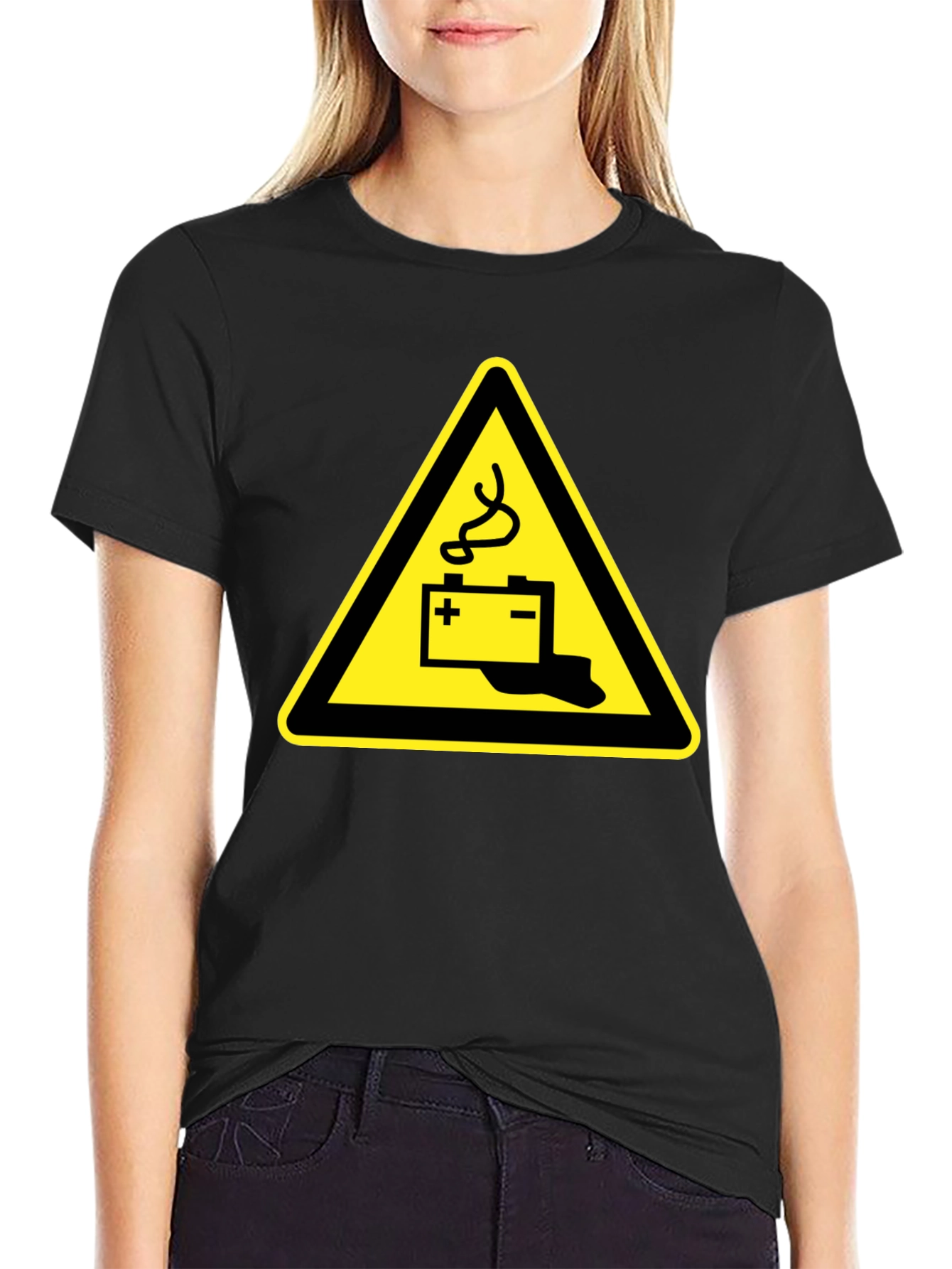 Battery Hazard Warning Mens T-Shirt