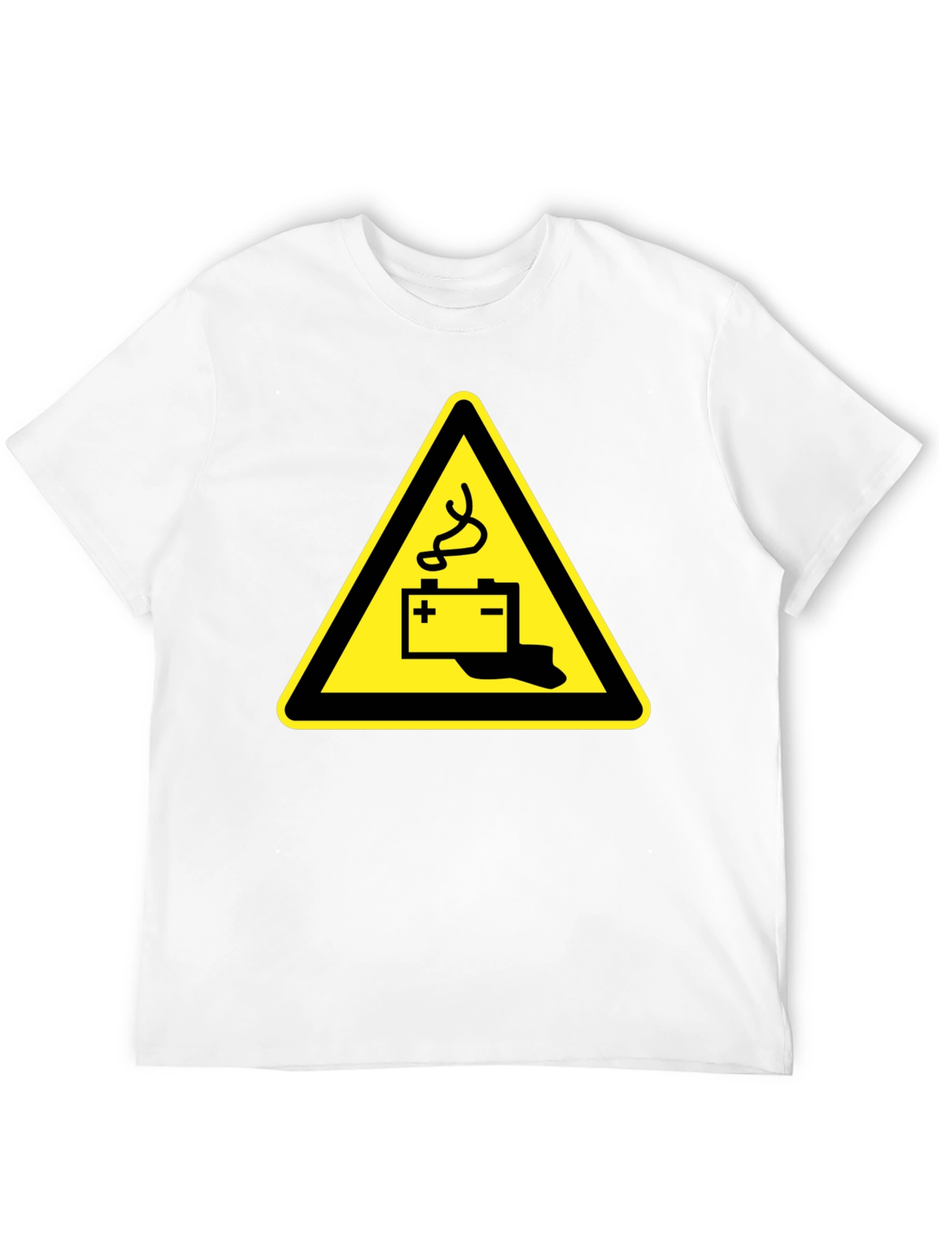 Battery Hazard Warning Mens T-Shirt