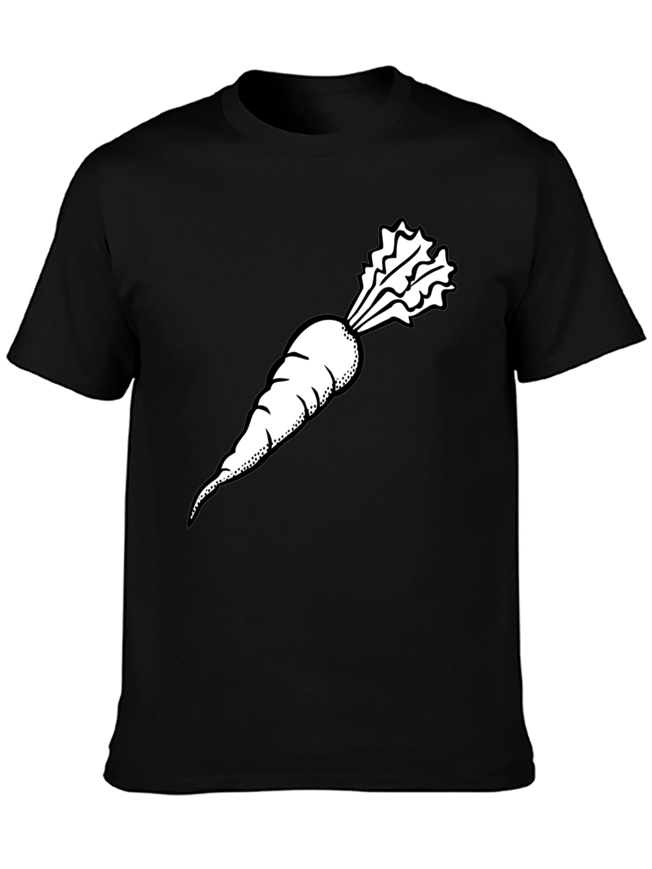 Black T-Shirt with White Radish Graphic