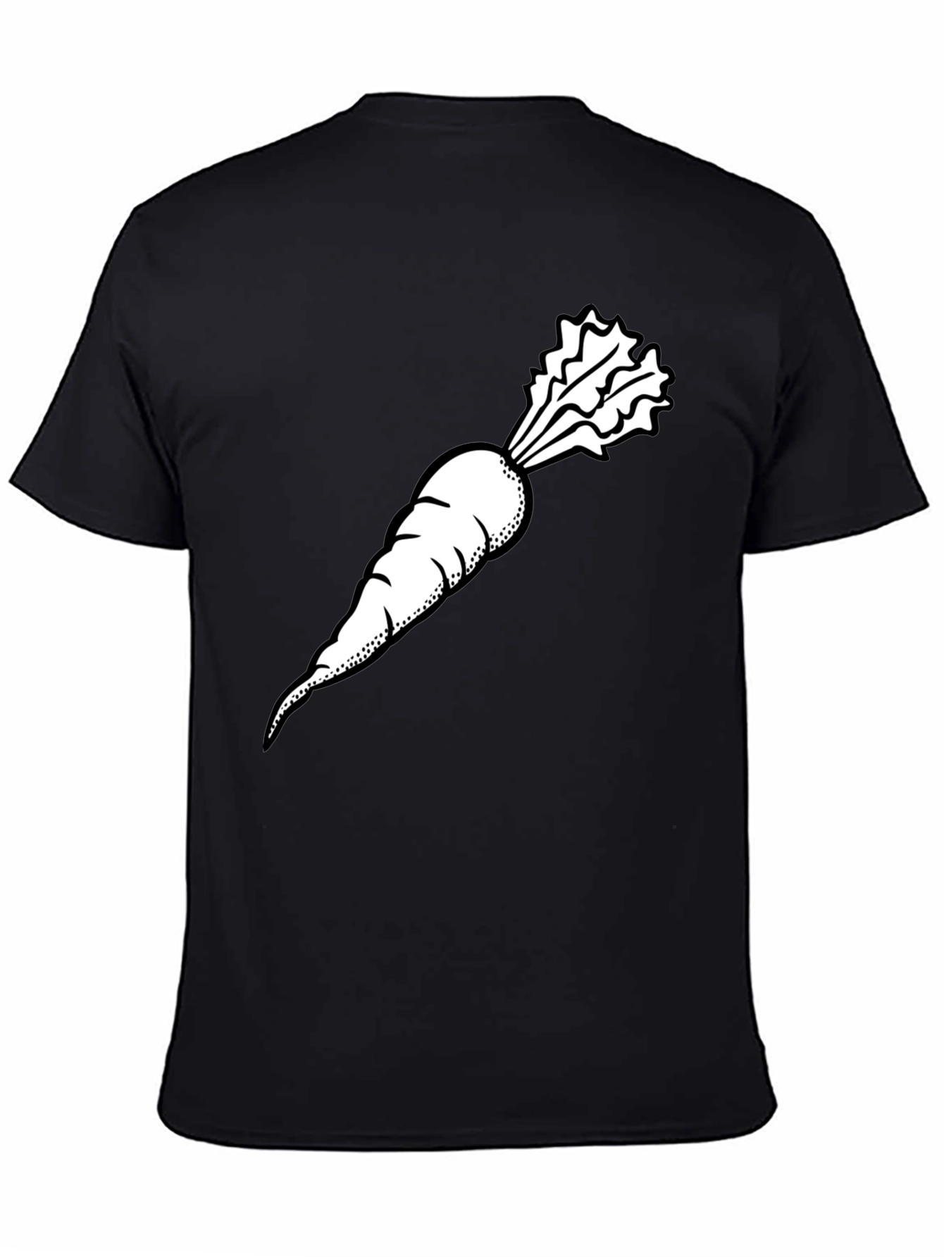 Black T-Shirt with White Radish Graphic