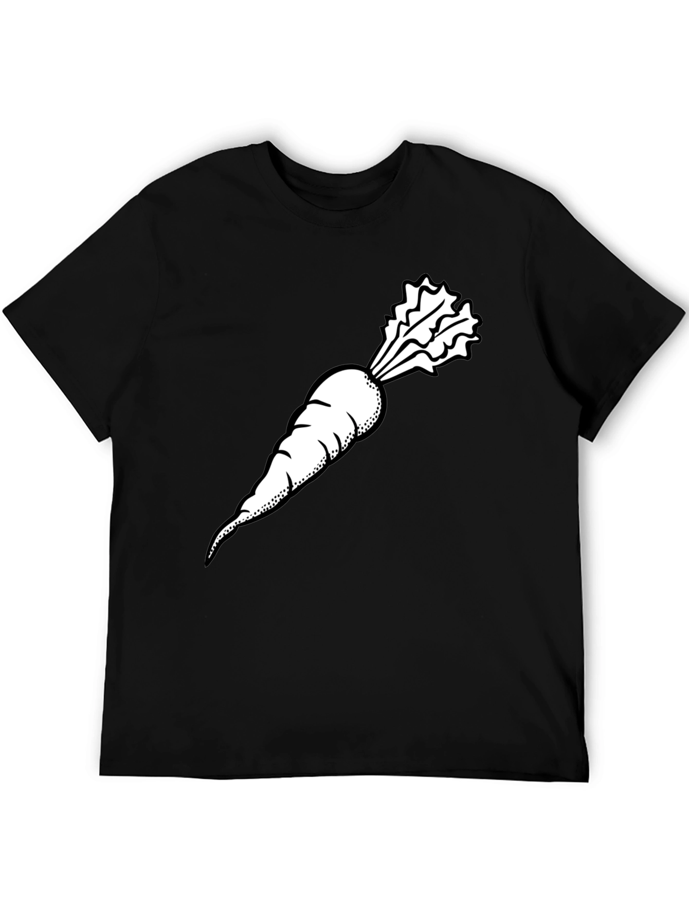 Black T-Shirt with White Radish Graphic