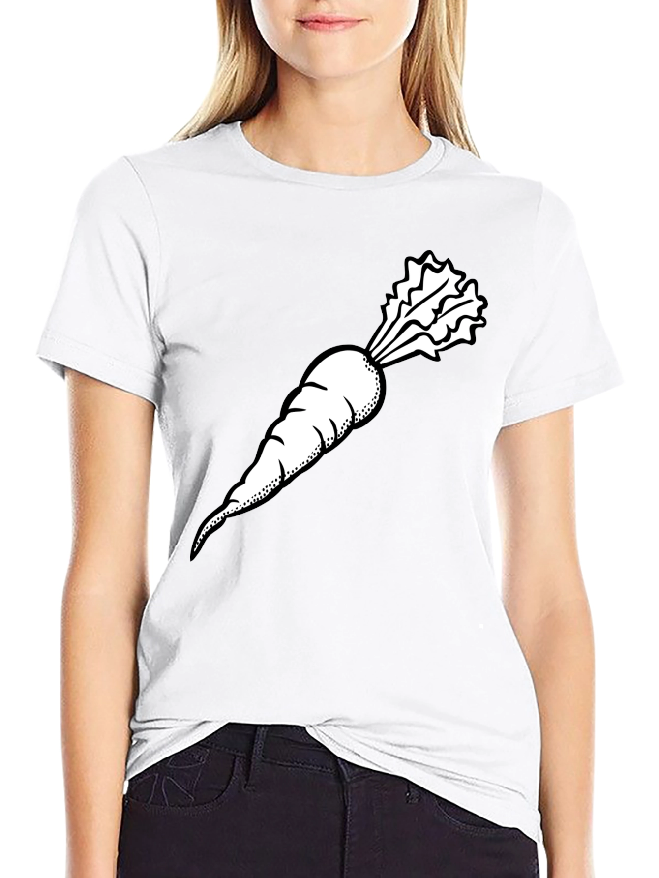 Black T-Shirt with White Radish Graphic