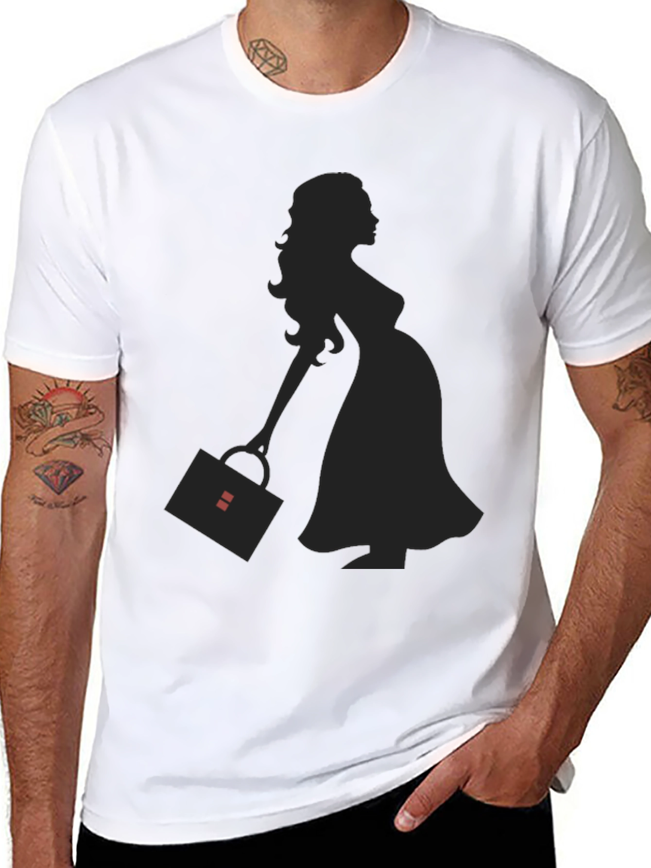 Silhouette Pregnant Woman T-Shirt - Black