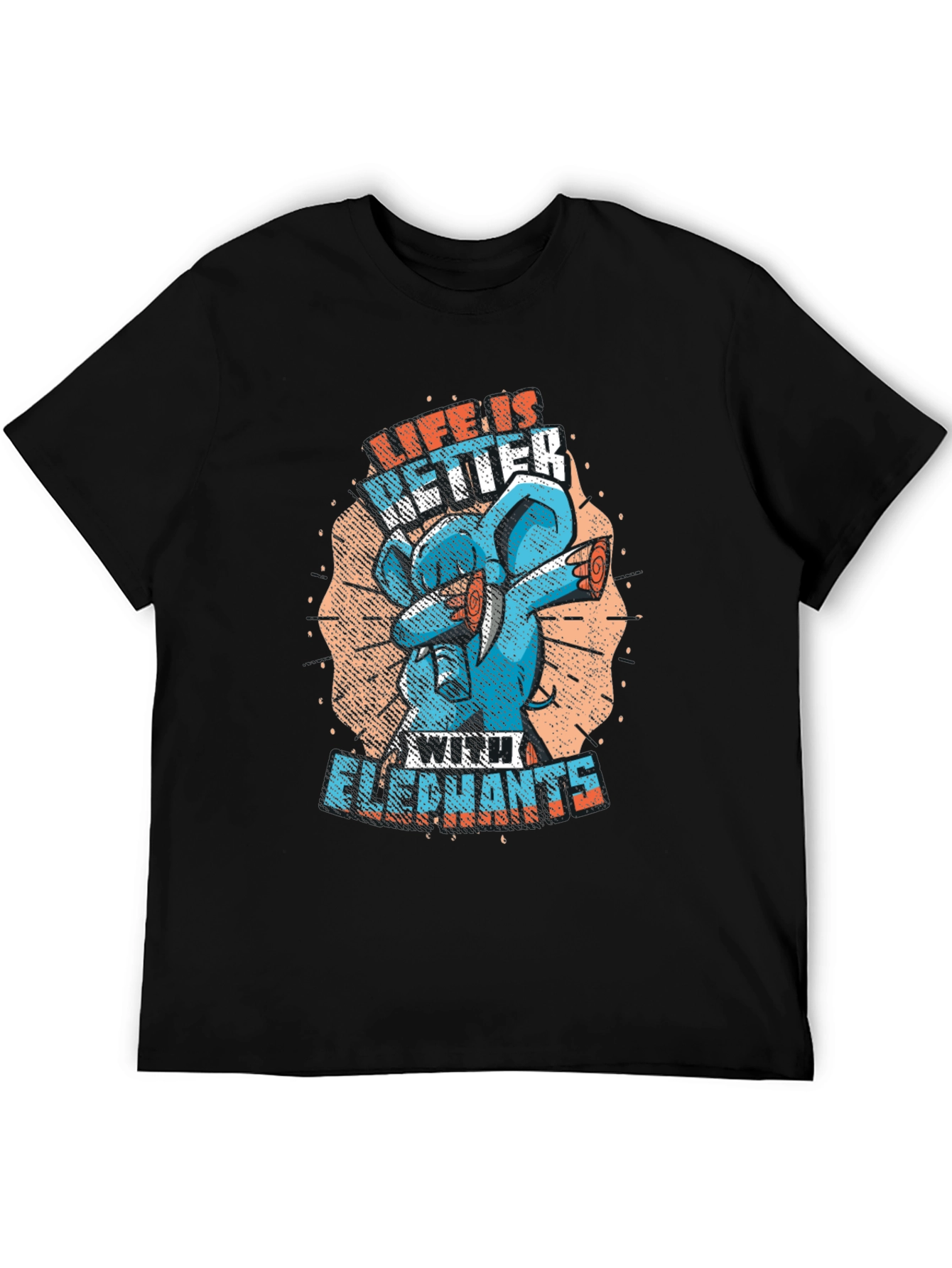 Life is Better with Elephants Black T-Shirt