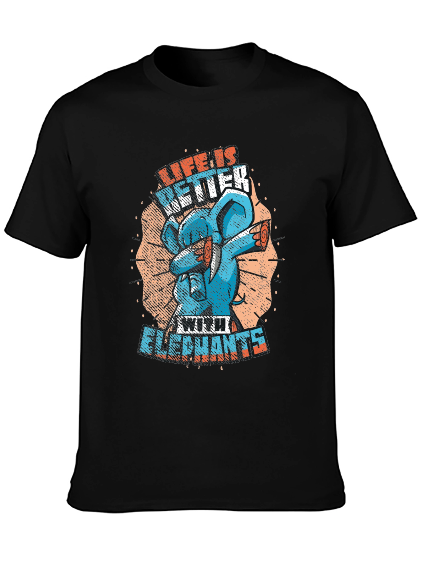 Life is Better with Elephants Black T-Shirt