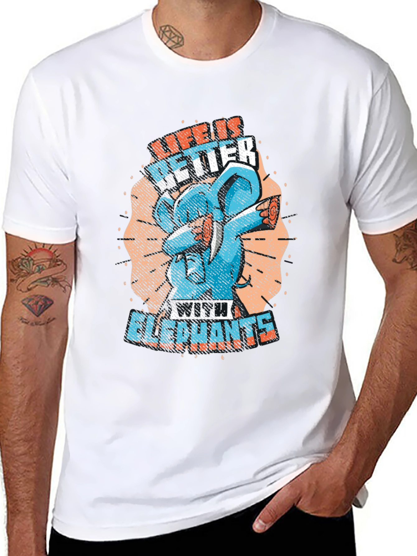 Life is Better with Elephants Black T-Shirt