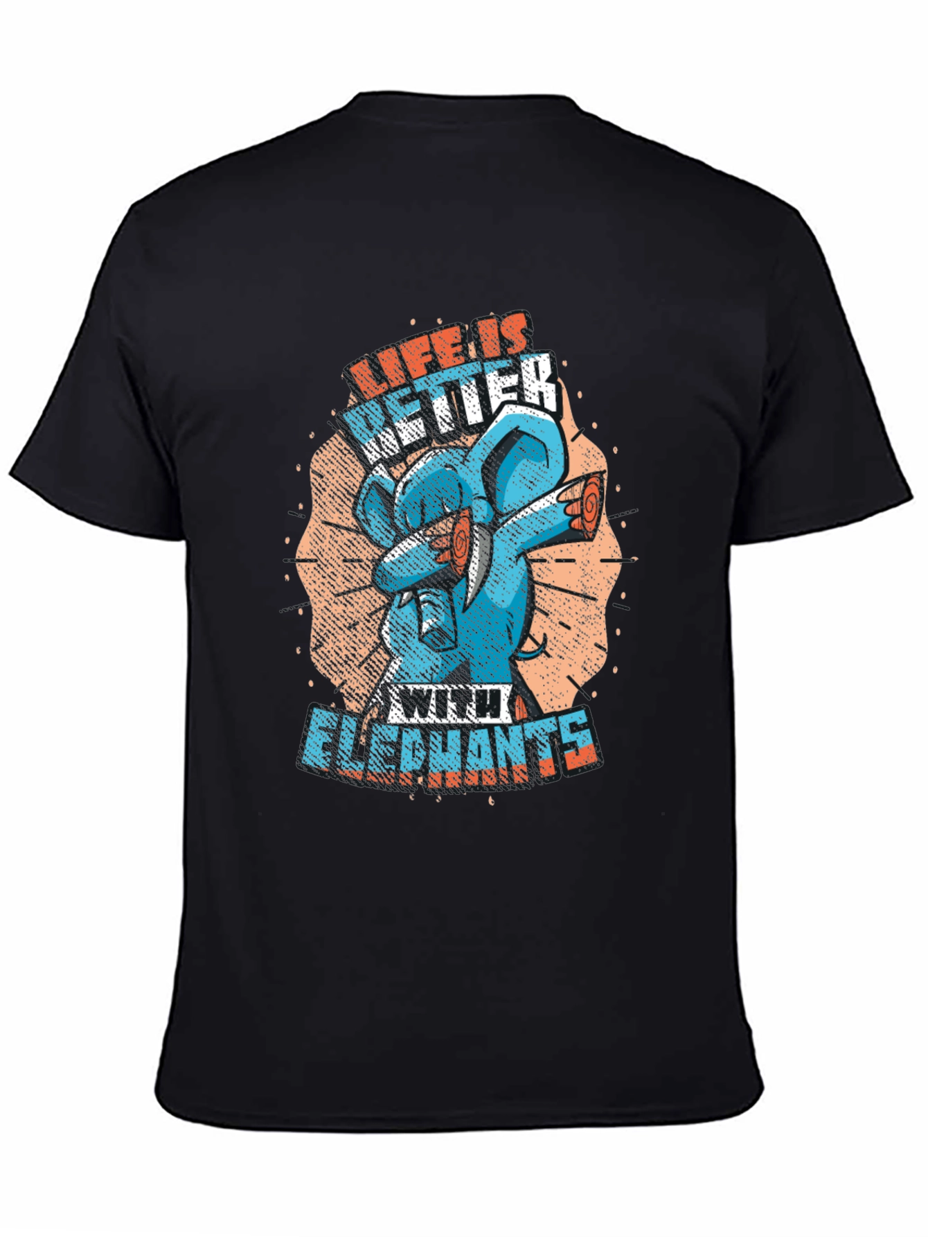 Life is Better with Elephants Black T-Shirt