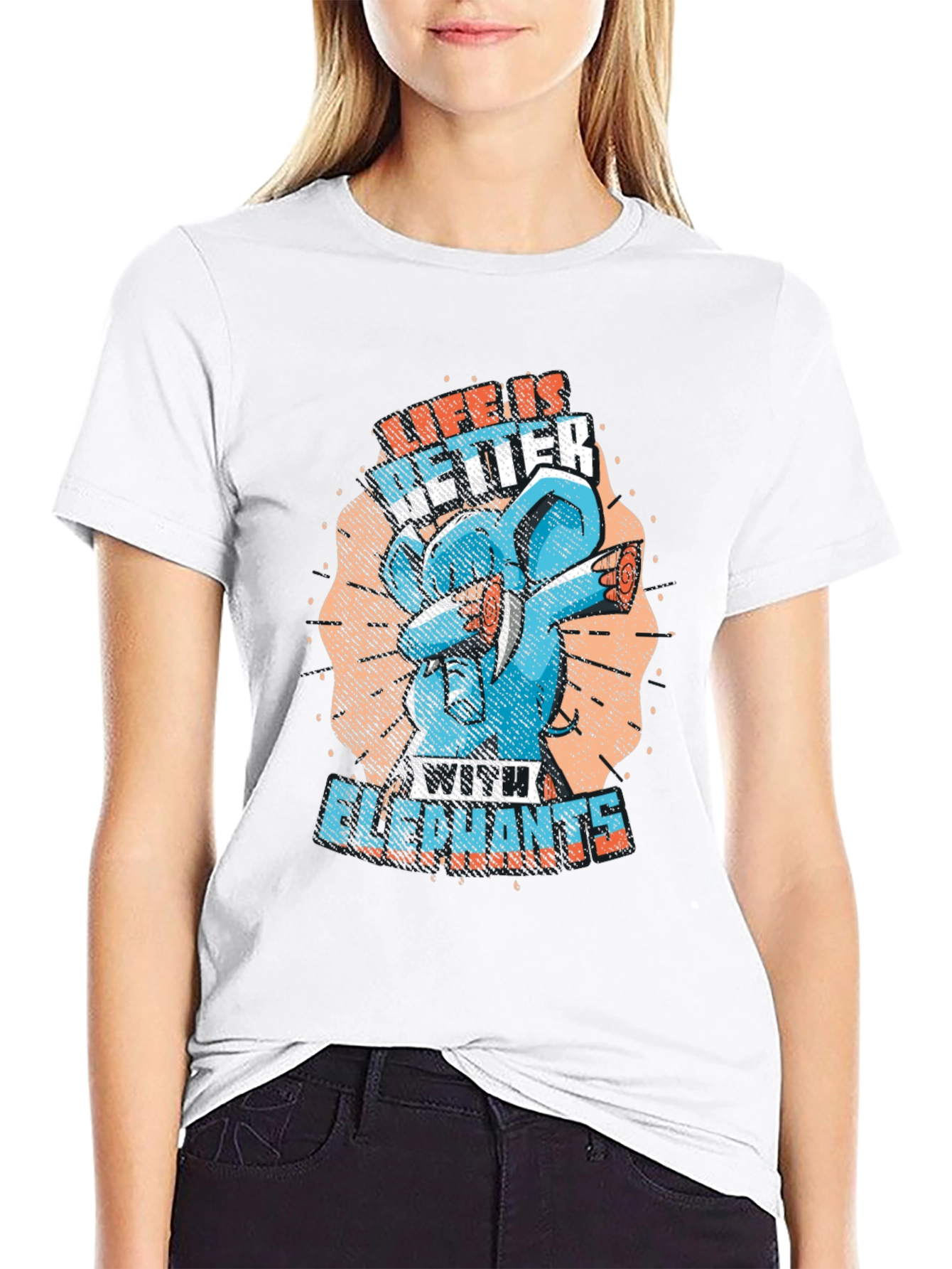 Life is Better with Elephants Black T-Shirt