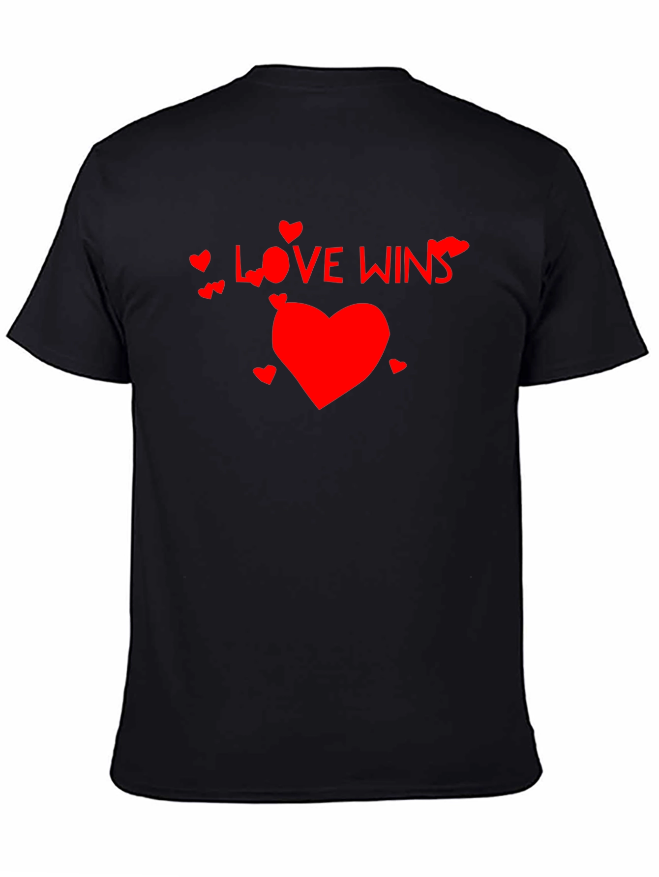 Love Wins Black T-Shirt with Red Heart Design