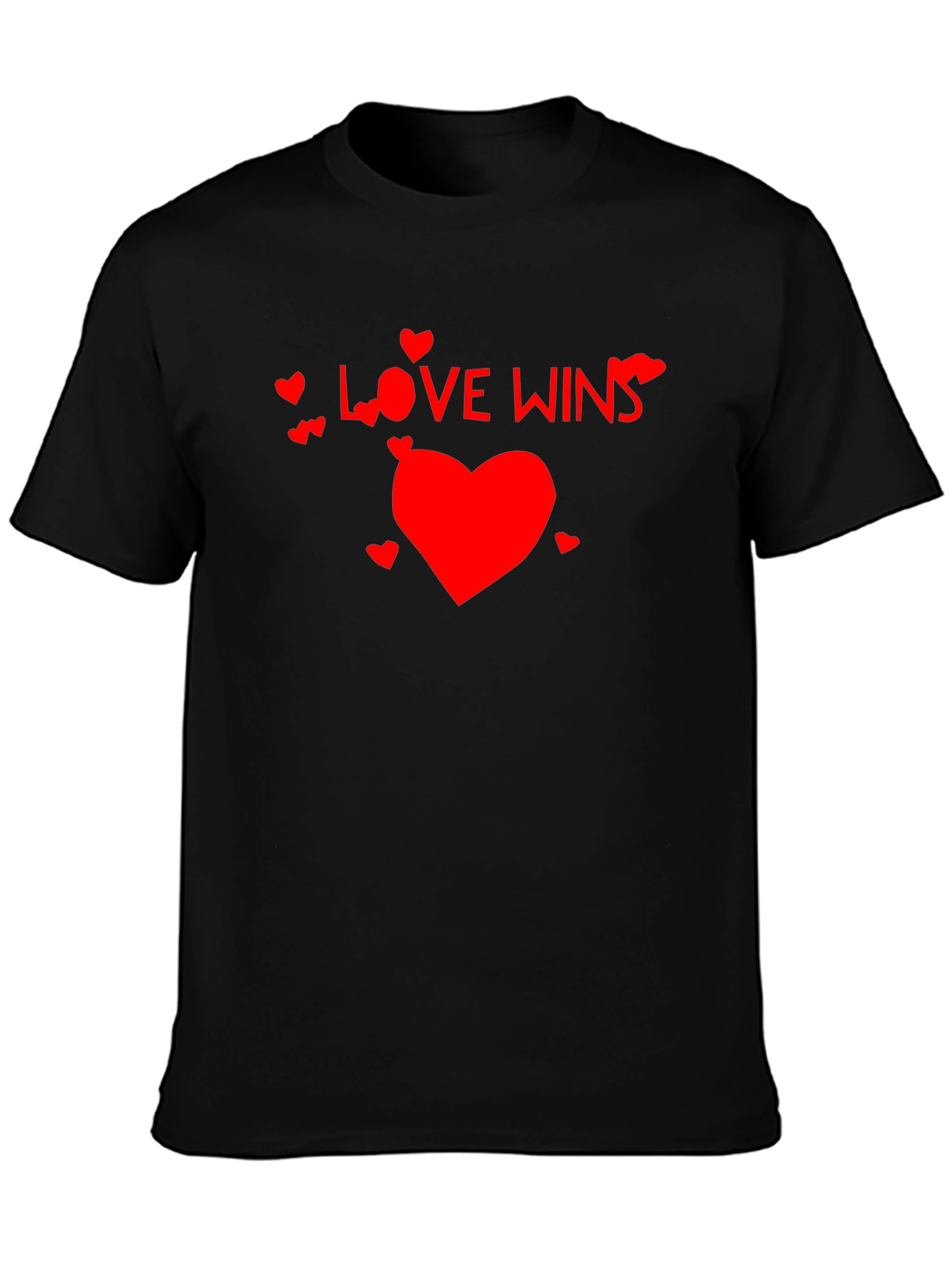 Love Wins Black T-Shirt with Red Heart Design