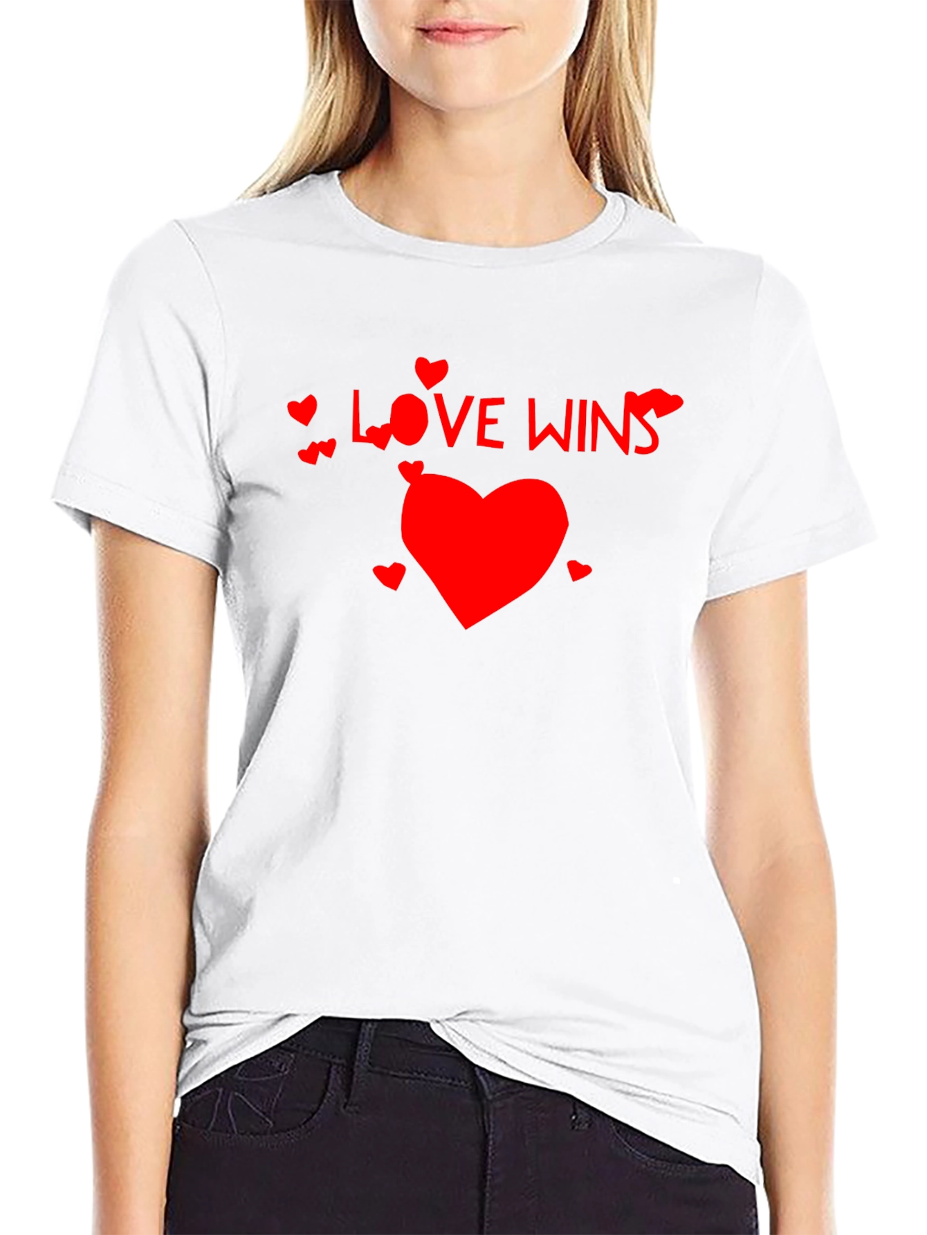 Love Wins Black T-Shirt with Red Heart Design