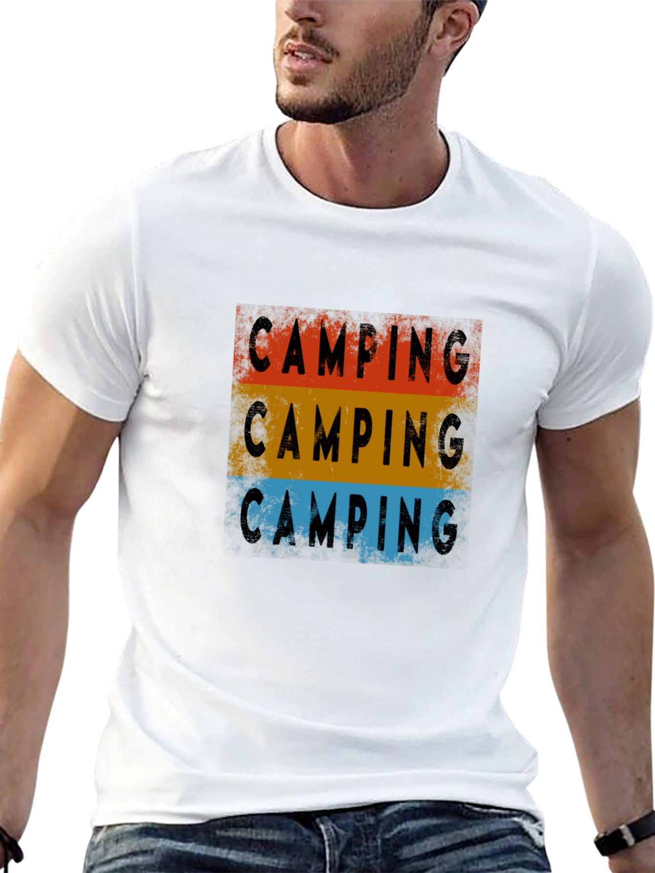 Camping Graphic Tee - Retro Style Black T-Shirt