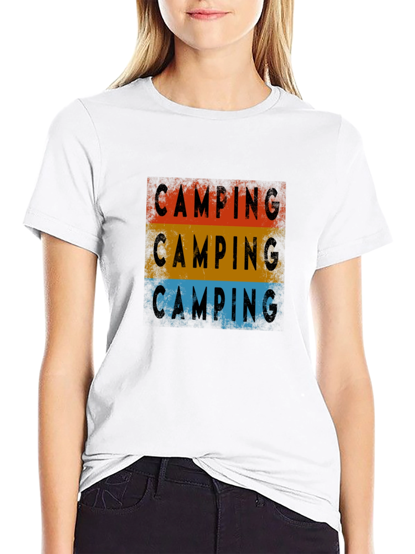 Camping Graphic Tee - Retro Style Black T-Shirt