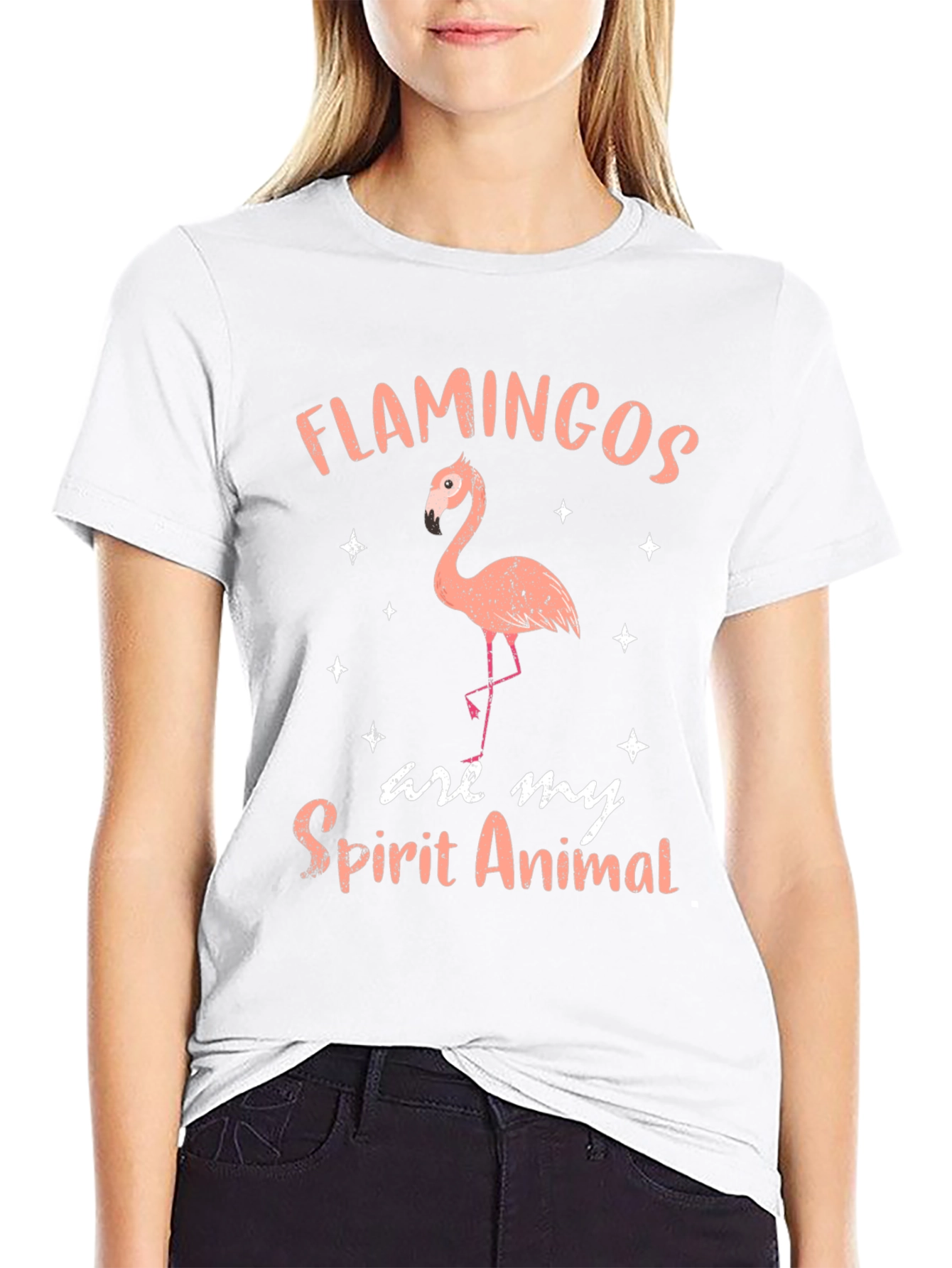 Flamingo Spirit Animal Graphic Tee - Black Cotton Shirt
