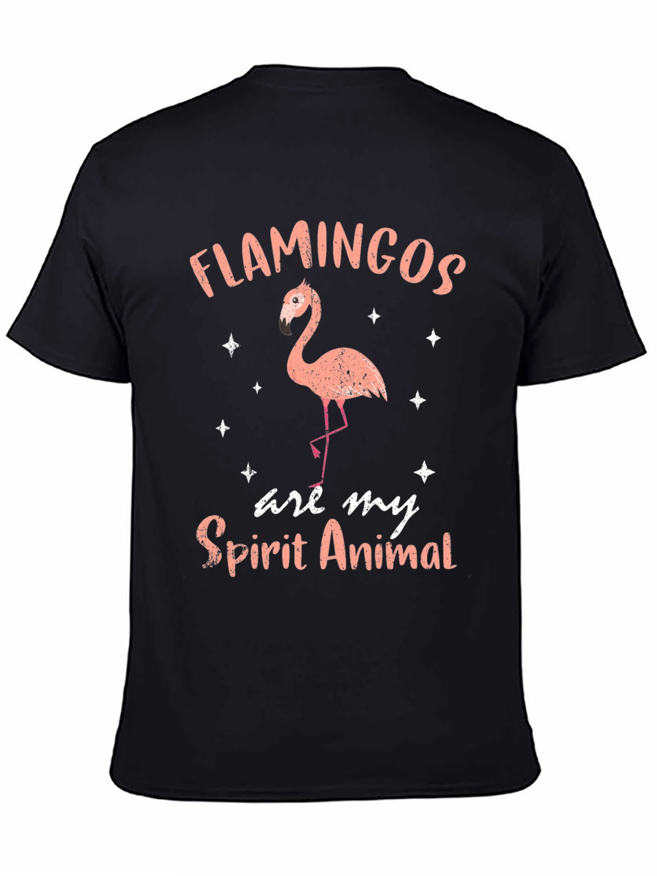 Flamingo Spirit Animal Graphic Tee - Black Cotton Shirt