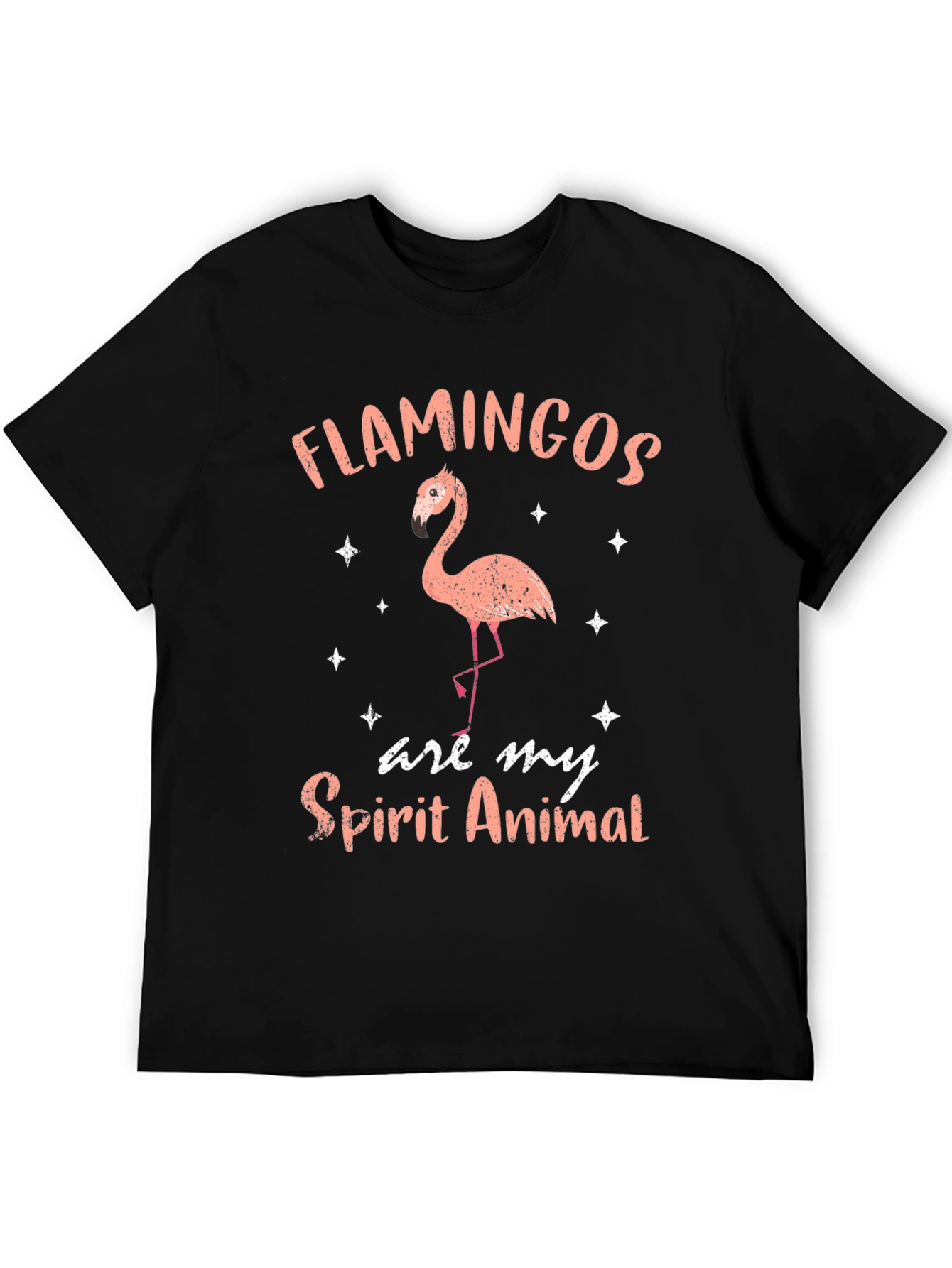 Flamingo Spirit Animal Graphic Tee - Black Cotton Shirt