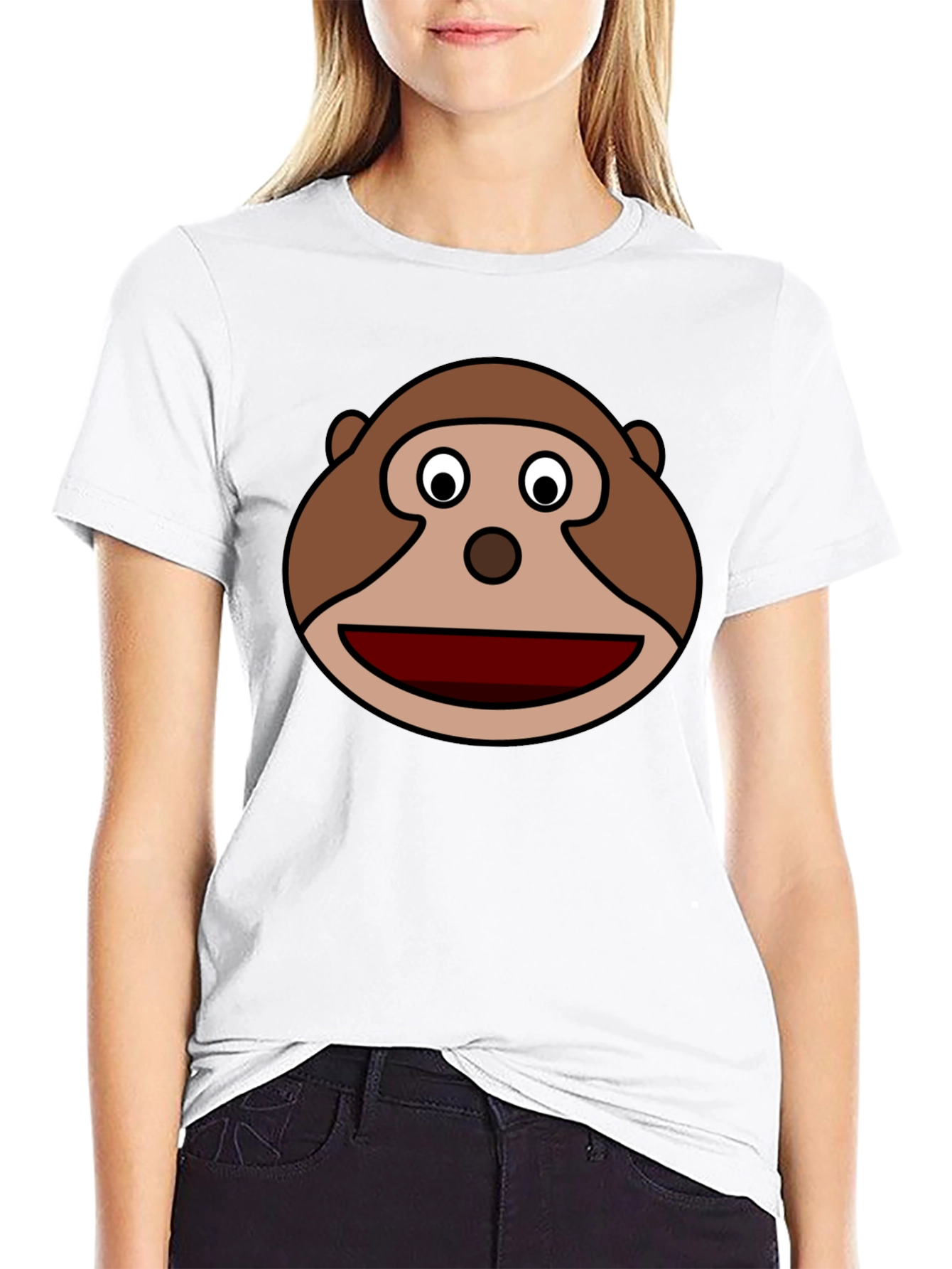 Monkey Face Graphic Tee - Soft Black Cotton Blend