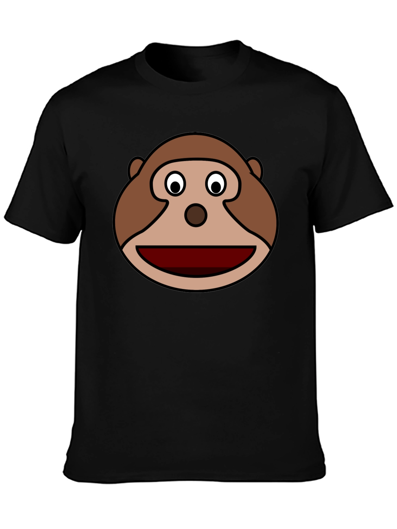 Monkey Face Graphic Tee - Soft Black Cotton Blend
