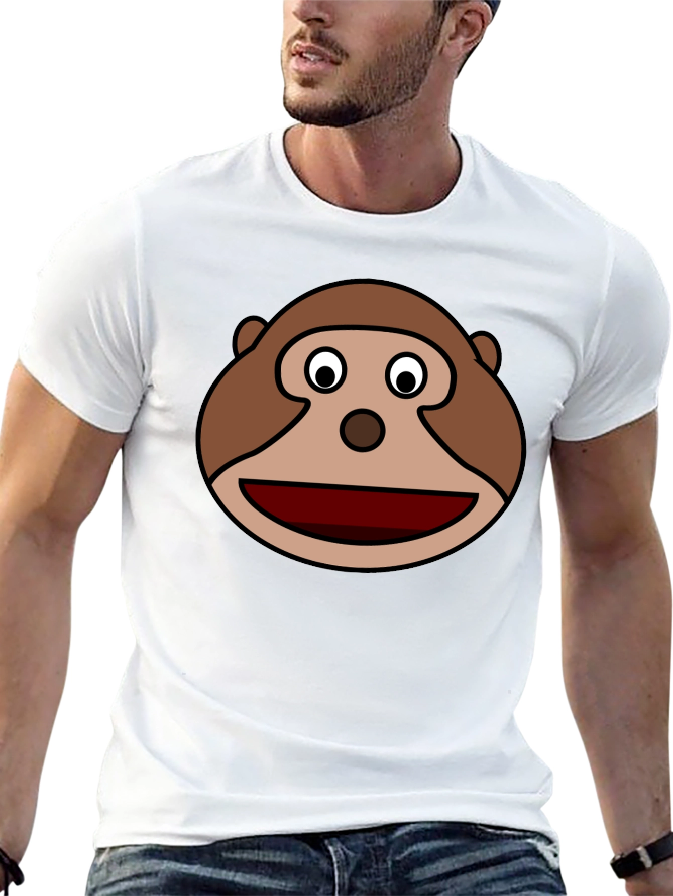 Monkey Face Graphic Tee - Soft Black Cotton Blend
