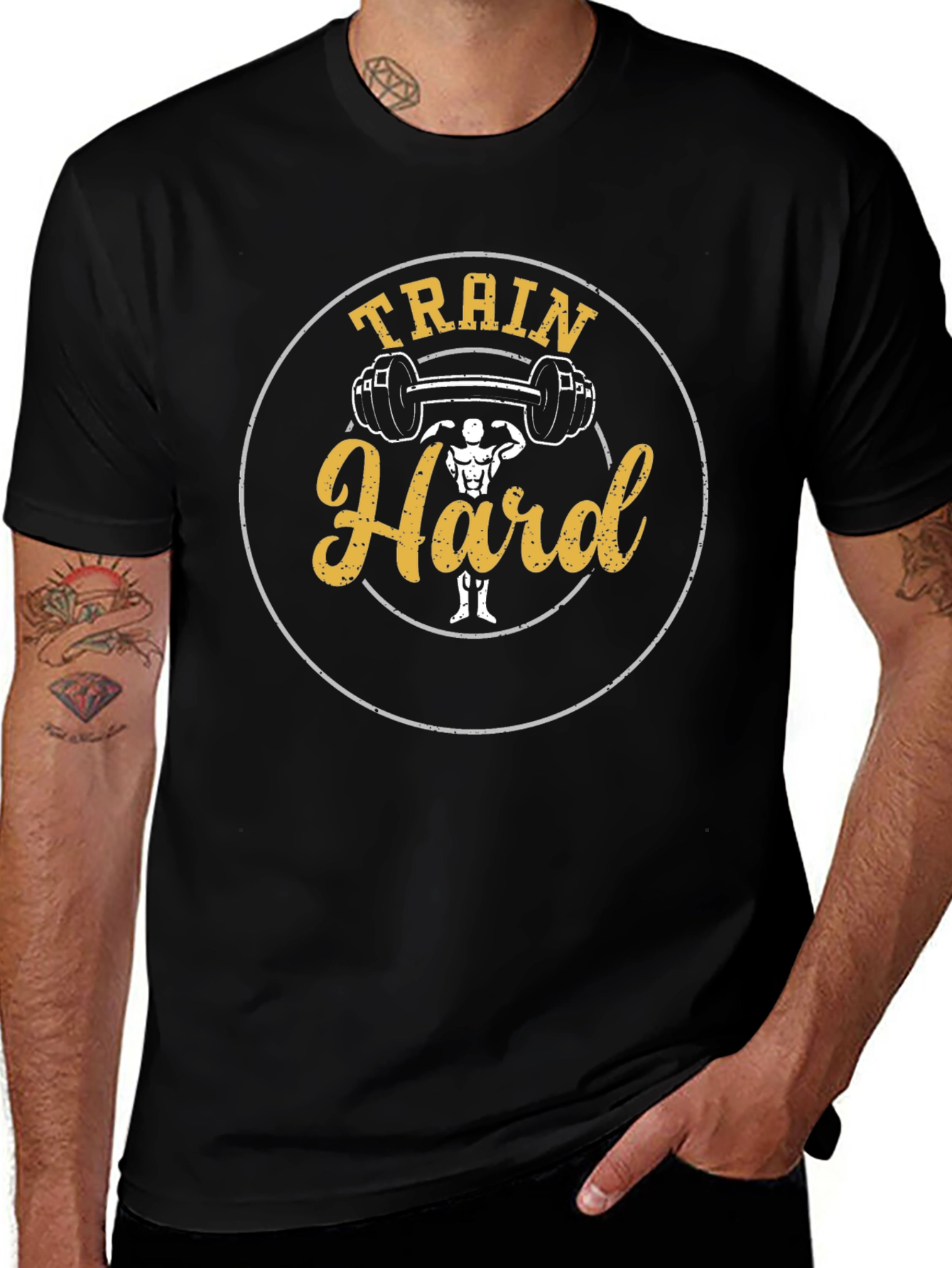 Train Hard Graphic Tee - Fitness Motivation Shirt