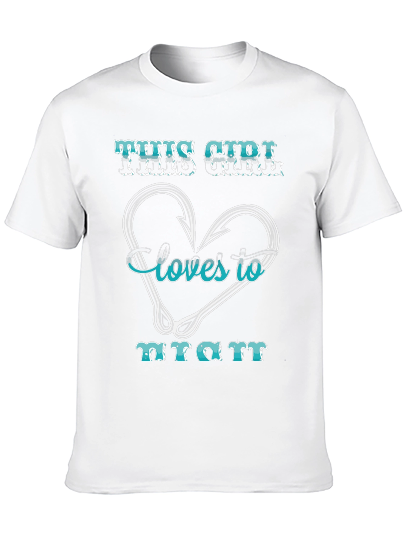 Fishing Girls Love T-Shirt: Heart Hook Design