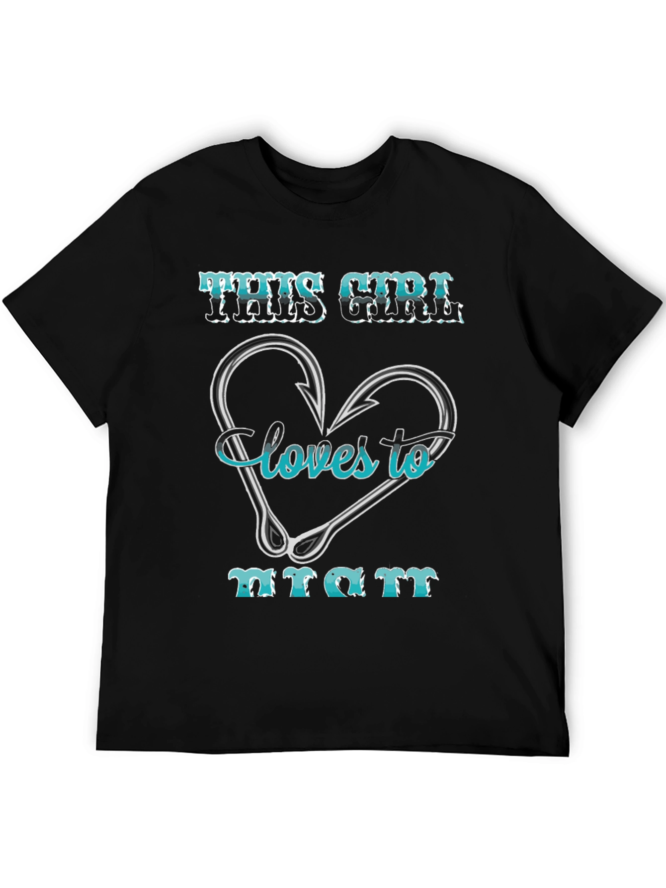Fishing Girls Love T-Shirt: Heart Hook Design