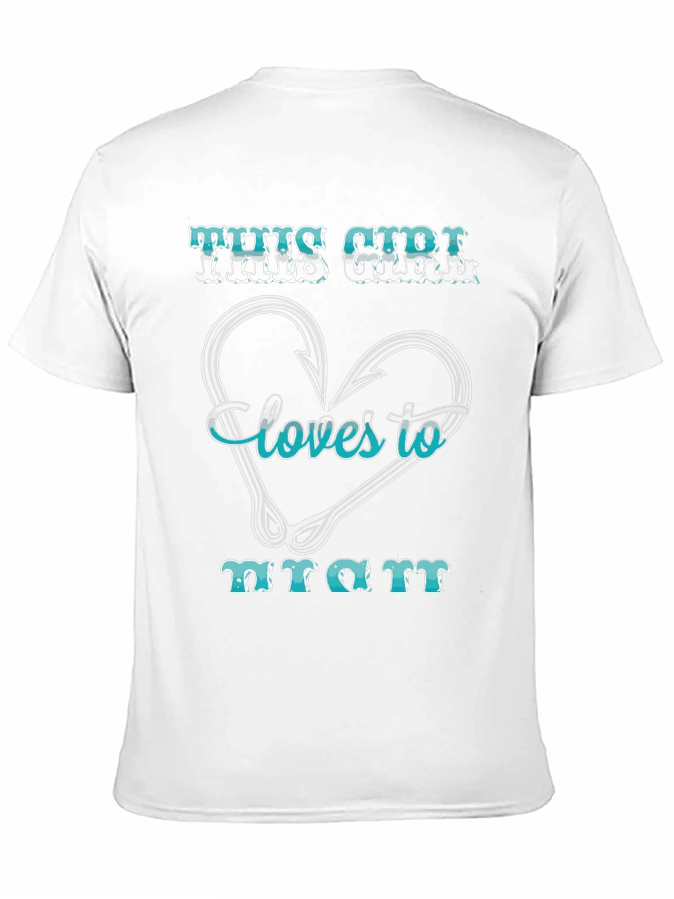 Fishing Girls Love T-Shirt: Heart Hook Design