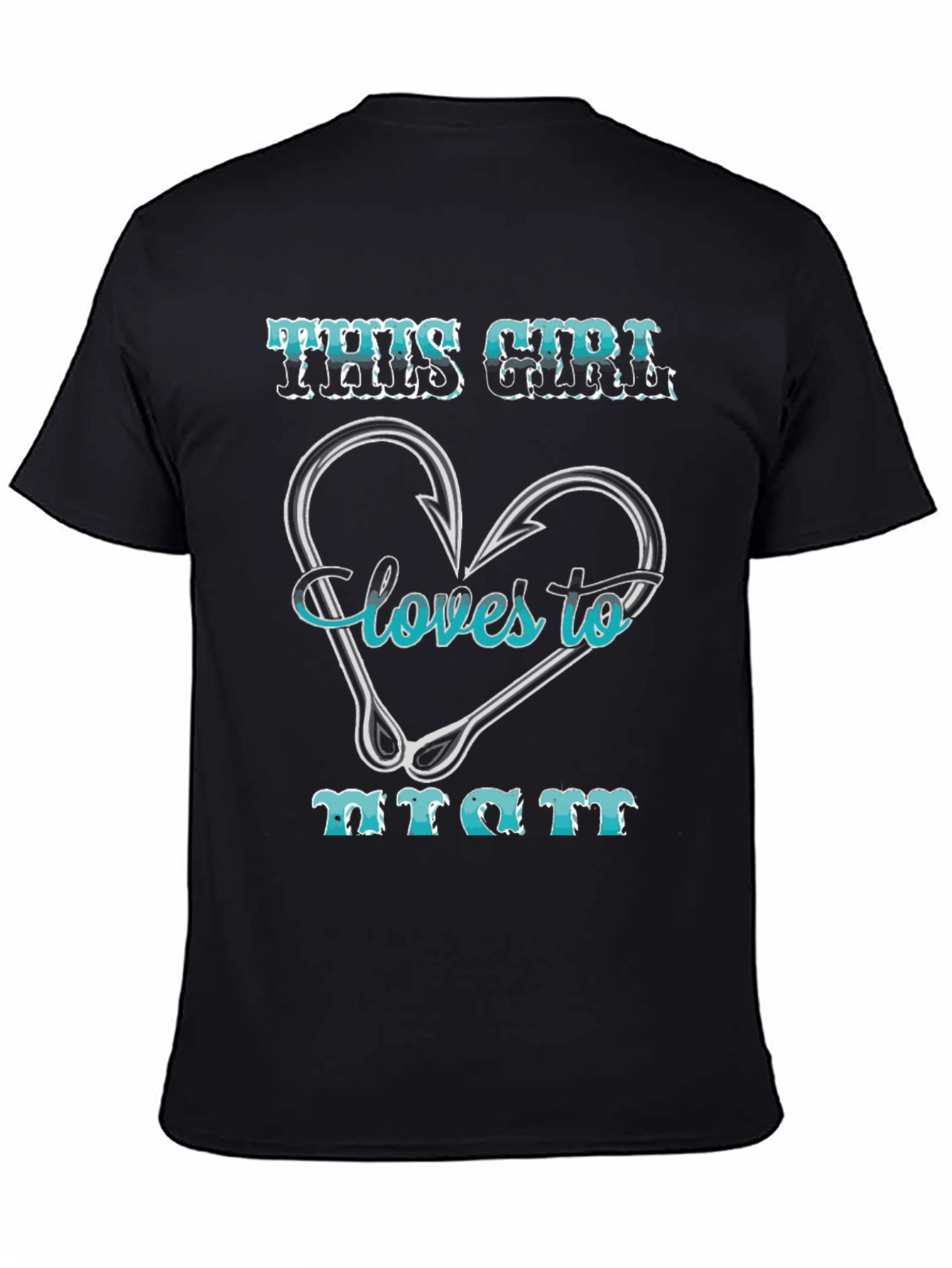 Fishing Girls Love T-Shirt: Heart Hook Design