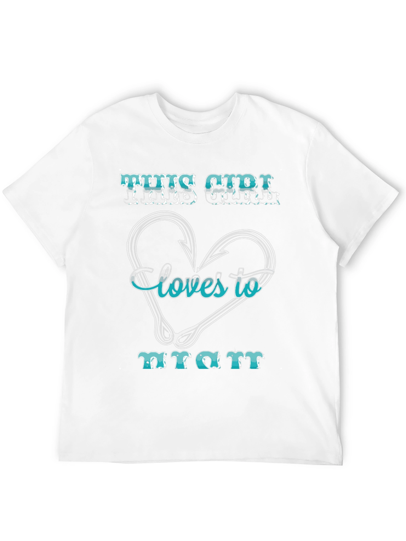Fishing Girls Love T-Shirt: Heart Hook Design