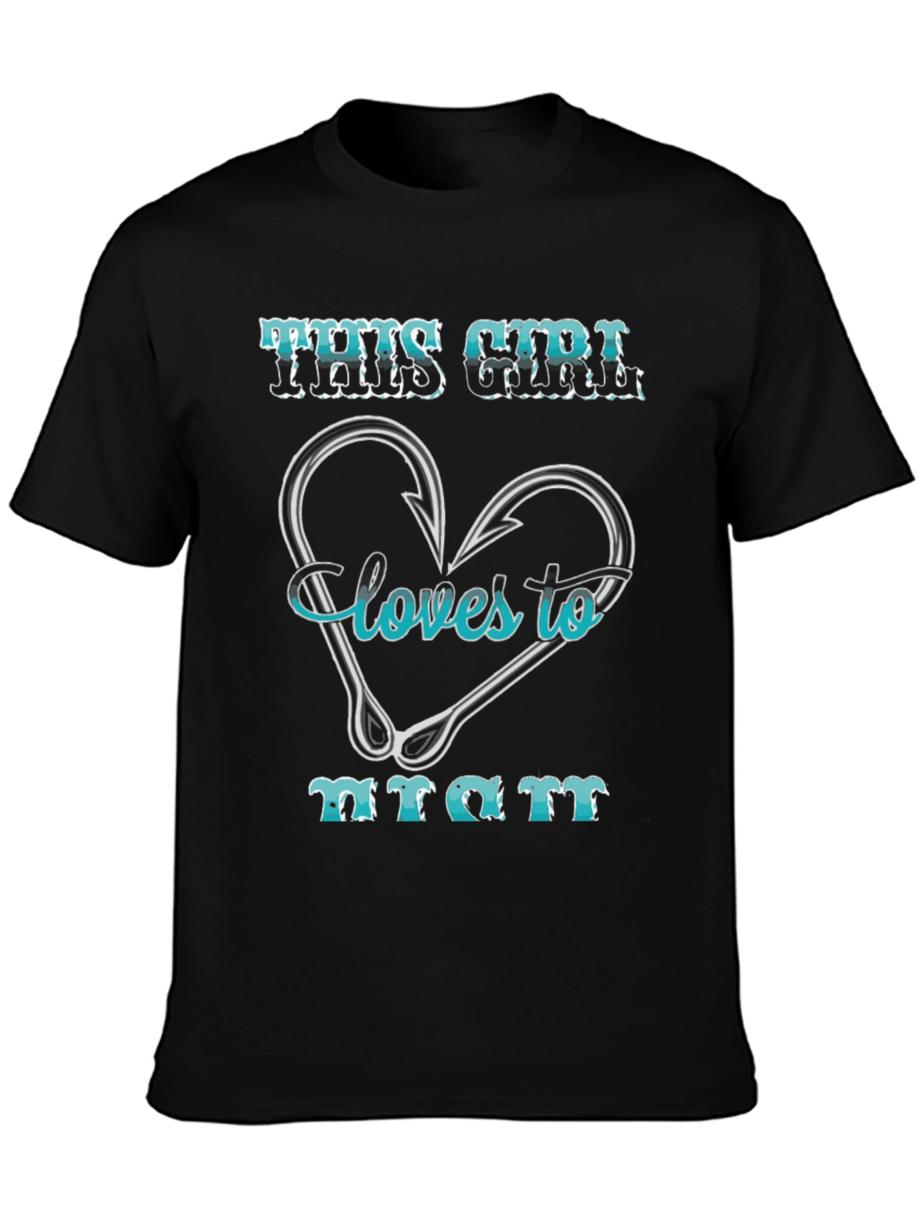Fishing Girls Love T-Shirt: Heart Hook Design