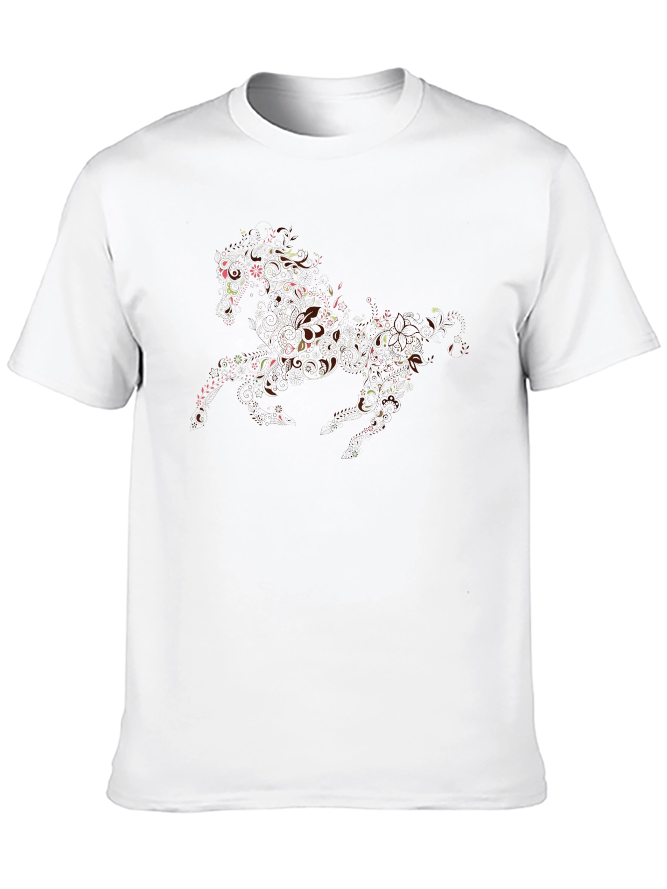 Floral Horse Graphic Black T-Shirt