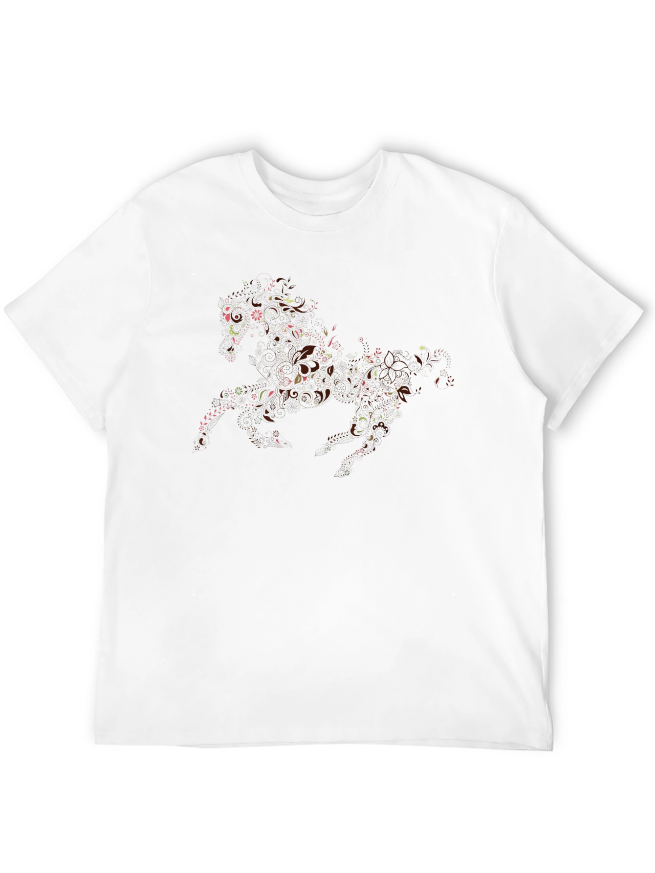 Floral Horse Graphic Black T-Shirt